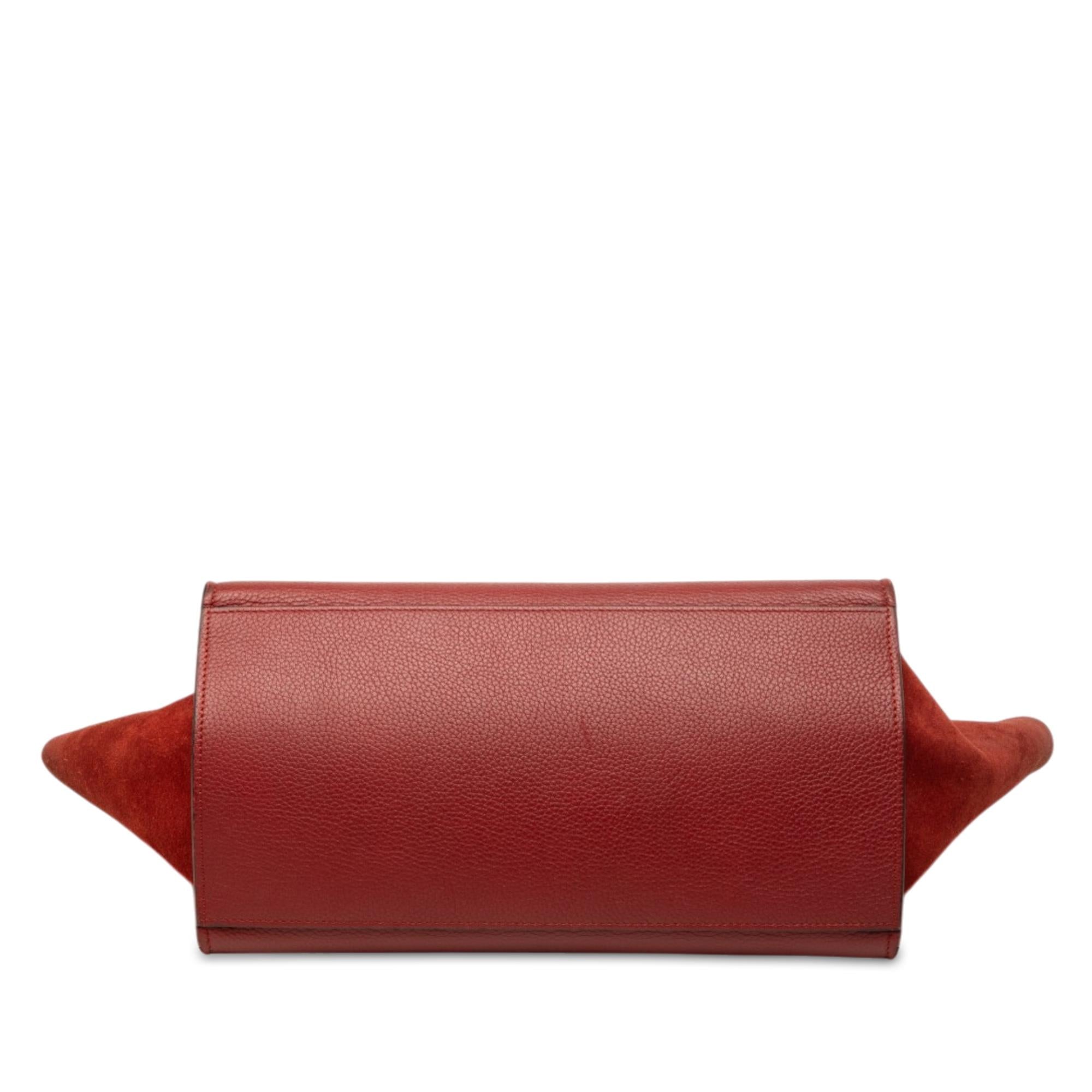 Celine Small Drummed Calfskin and Suede Trapeze Satchel