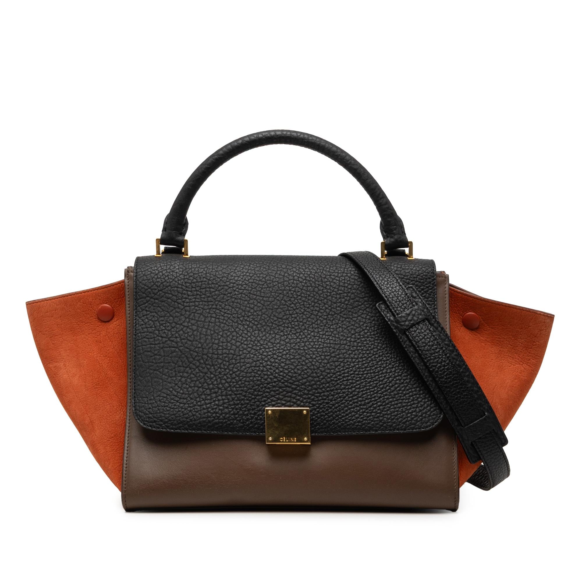 Celine Small Tricolor Leather Trapeze Satchel