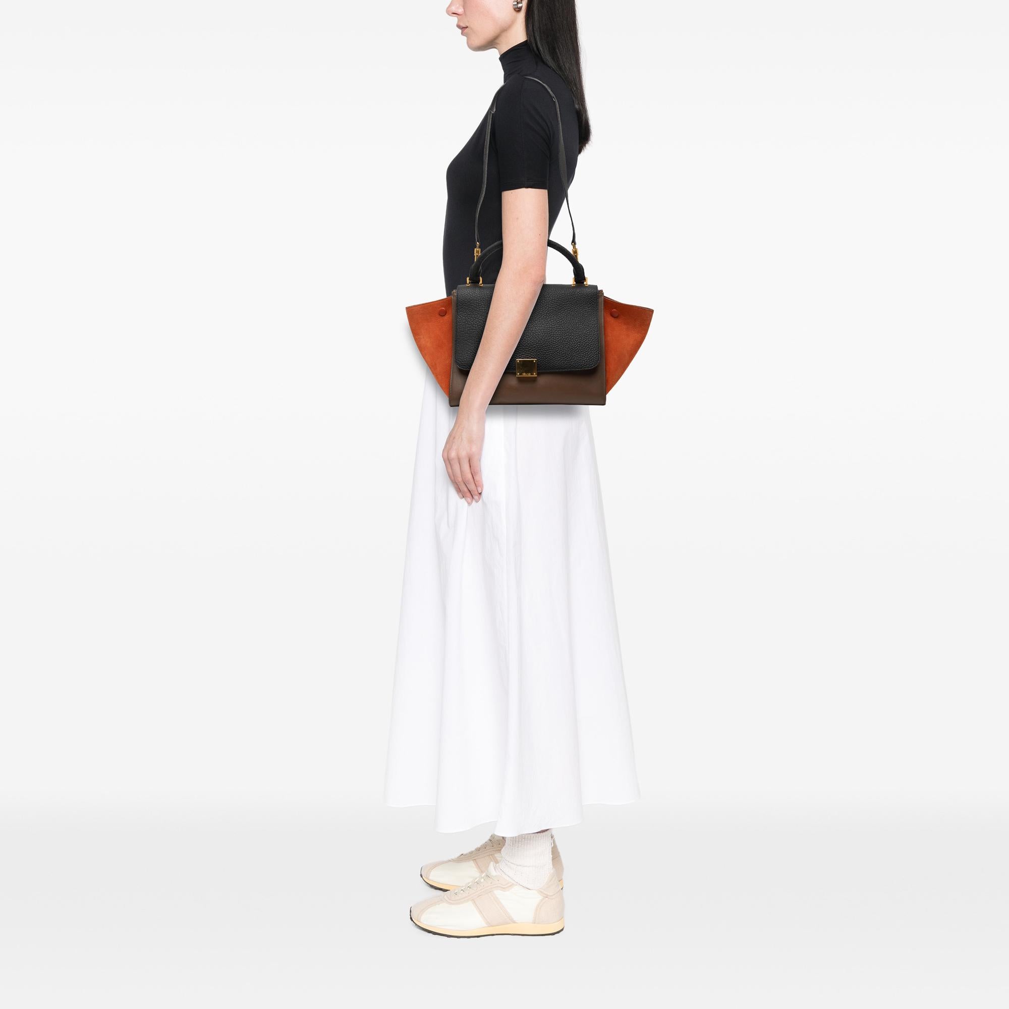 Celine Small Tricolor Leather Trapeze Satchel