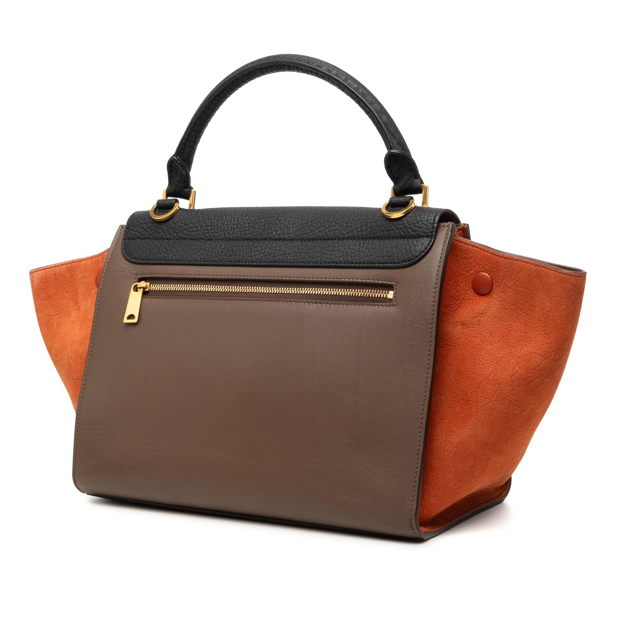 Celine Small Tricolor Leather Trapeze Satchel