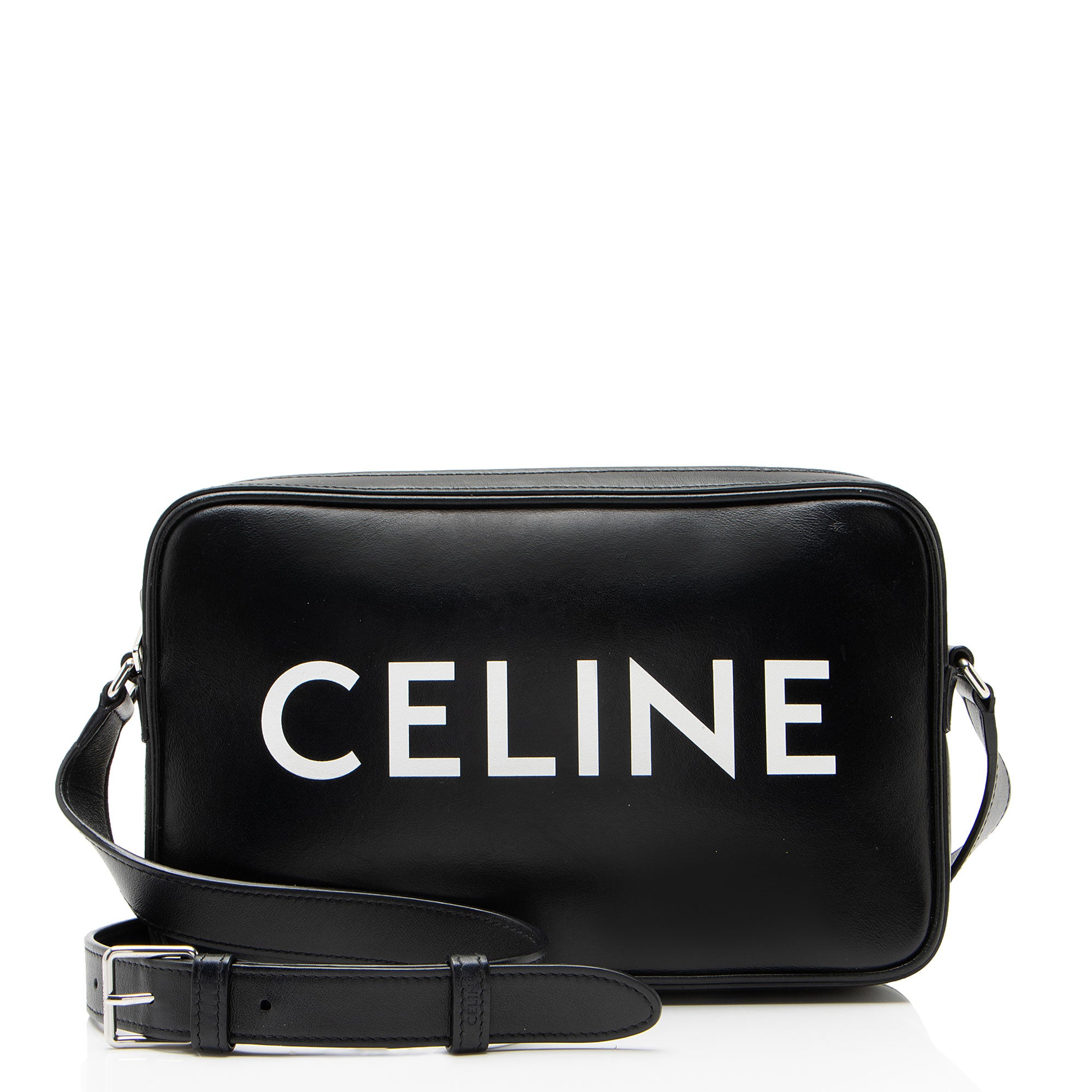 Celine Smooth Calfskin Logo Print Medium Messenger