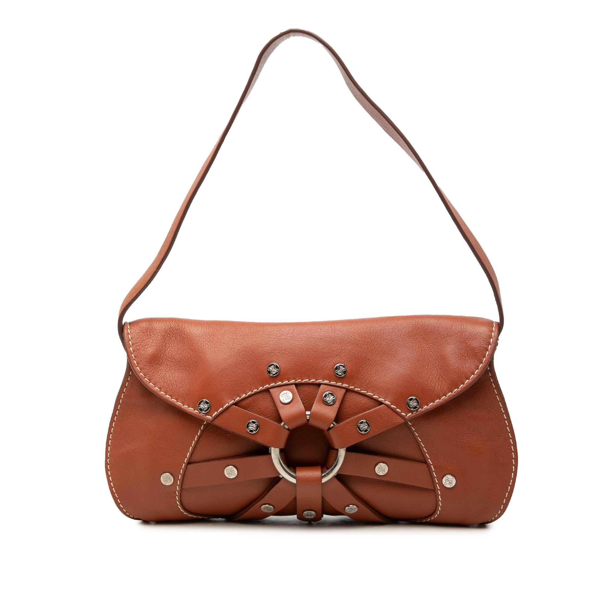 Celine Studded Leather Macadam Shoulder Bag