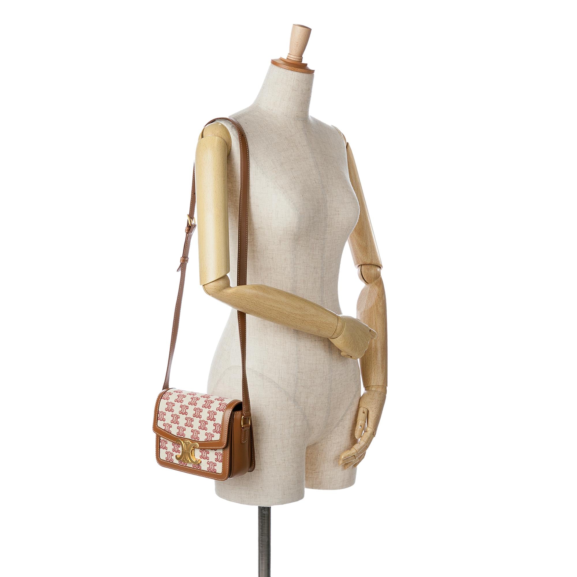 Celine Teen Embroidered Canvas Triomphe Crossbody (SHG-fY2a1z)