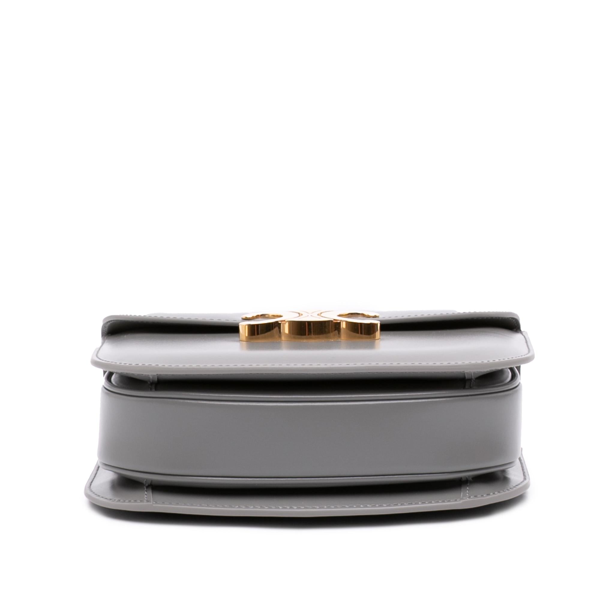 Celine Teen Shiny Calfskin Triomphe Besace Clea Chain Crossbody