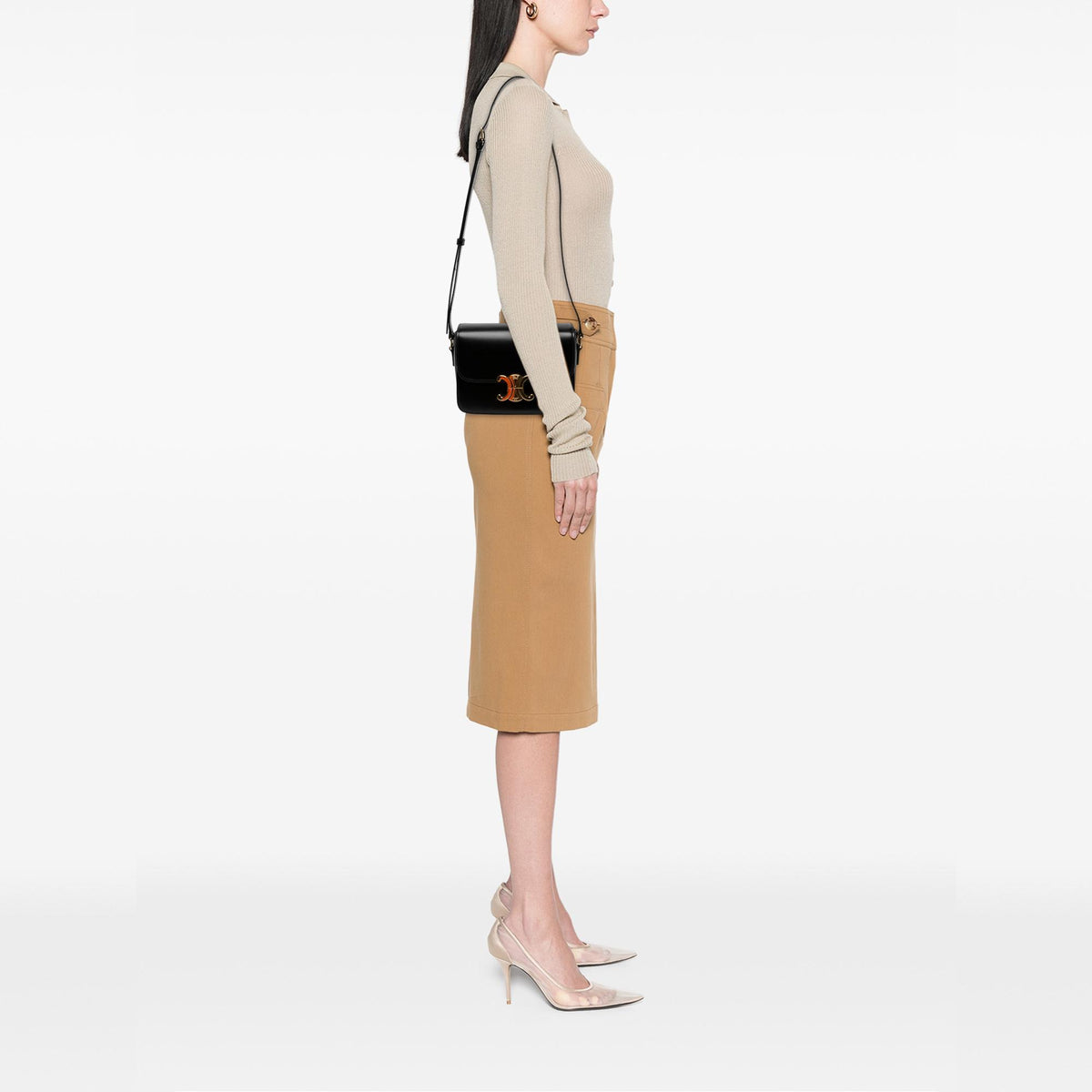 Celine Teen Shiny Calfskin Triomphe Crossbody
