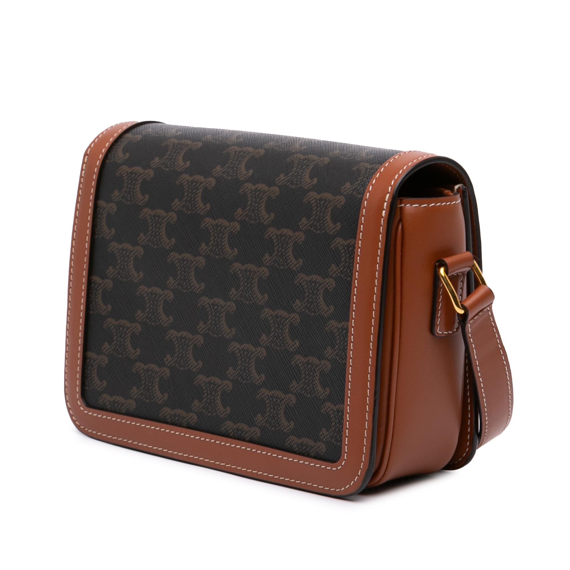 Celine Teen Triomphe Coated Canvas and Calfskin Triomphe Crossbody