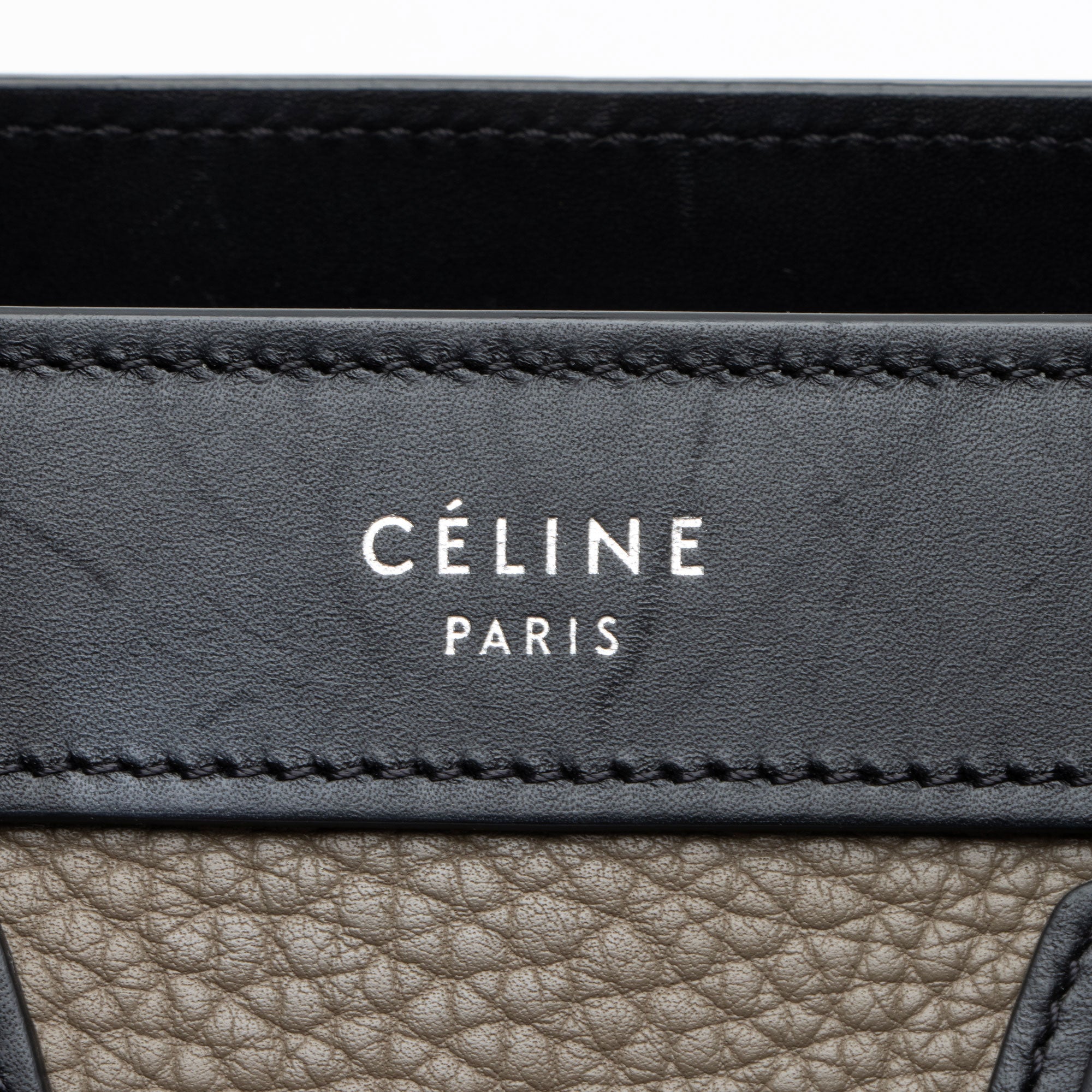 Celine Tricolor Drummed Calfskin Nano Luggage Tote
