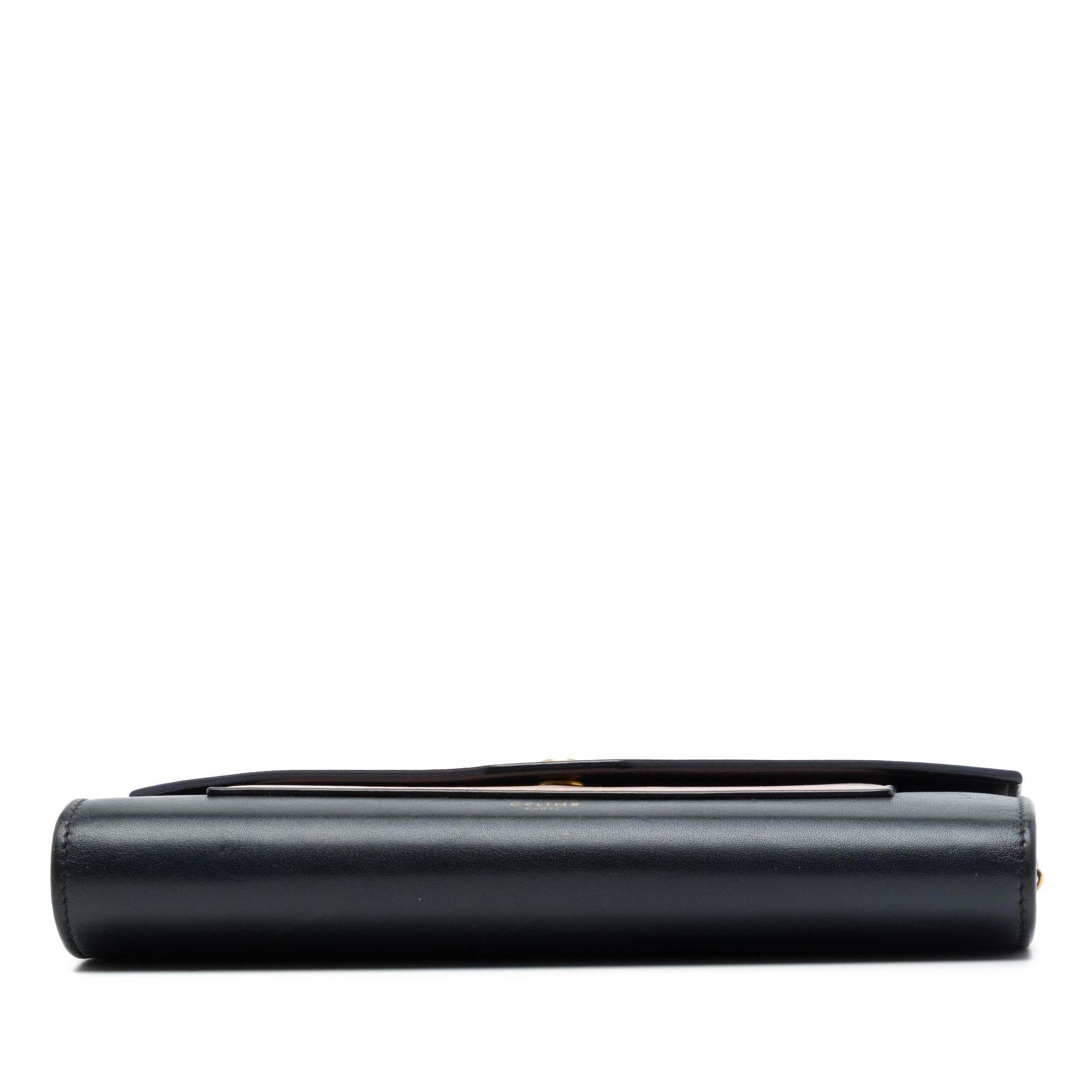 Celine Tricolor Leather Pocket Envelope Wallet On Chain