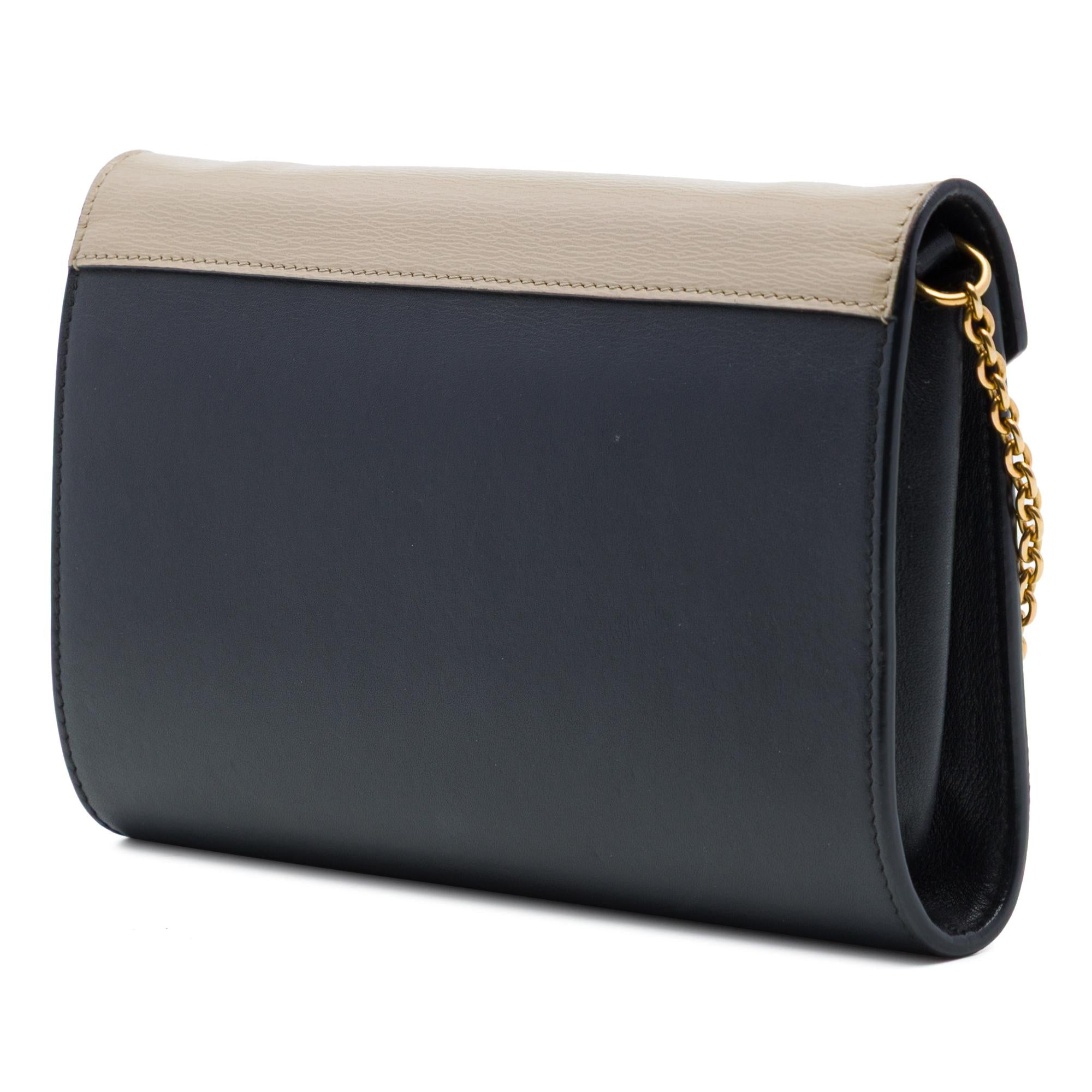 Celine Tricolor Leather Pocket Envelope Wallet On Chain