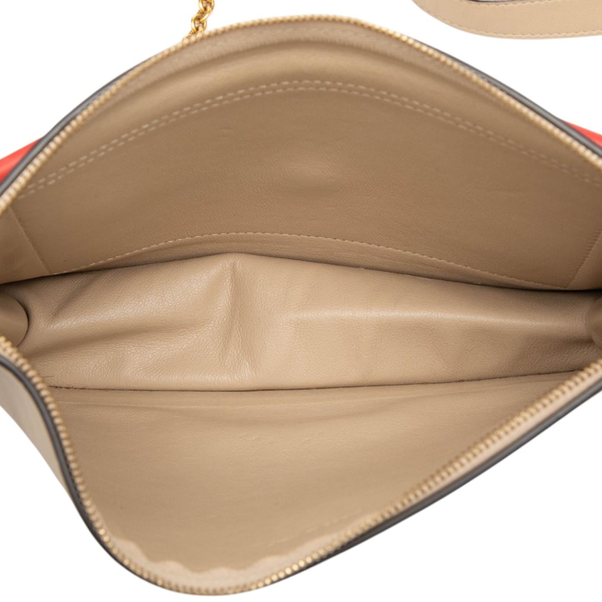 Celine Tricolor Leather Pocket Envelope Zip Crossbody