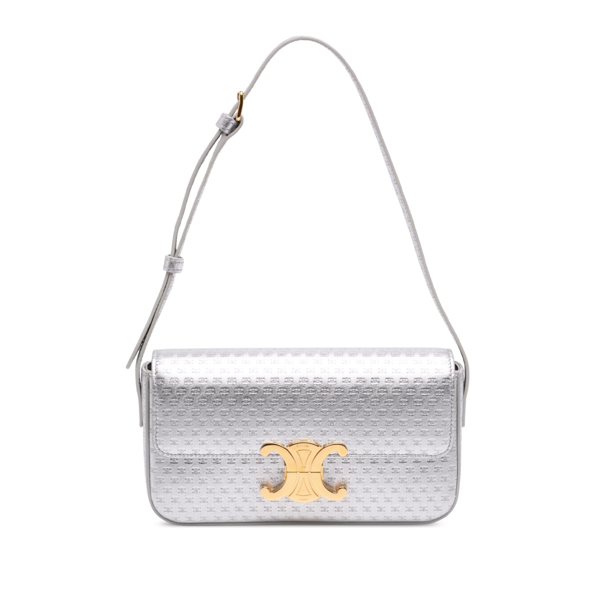 Celine Triomphe All Over Laminated Calfskin Claude Shoulder Bag