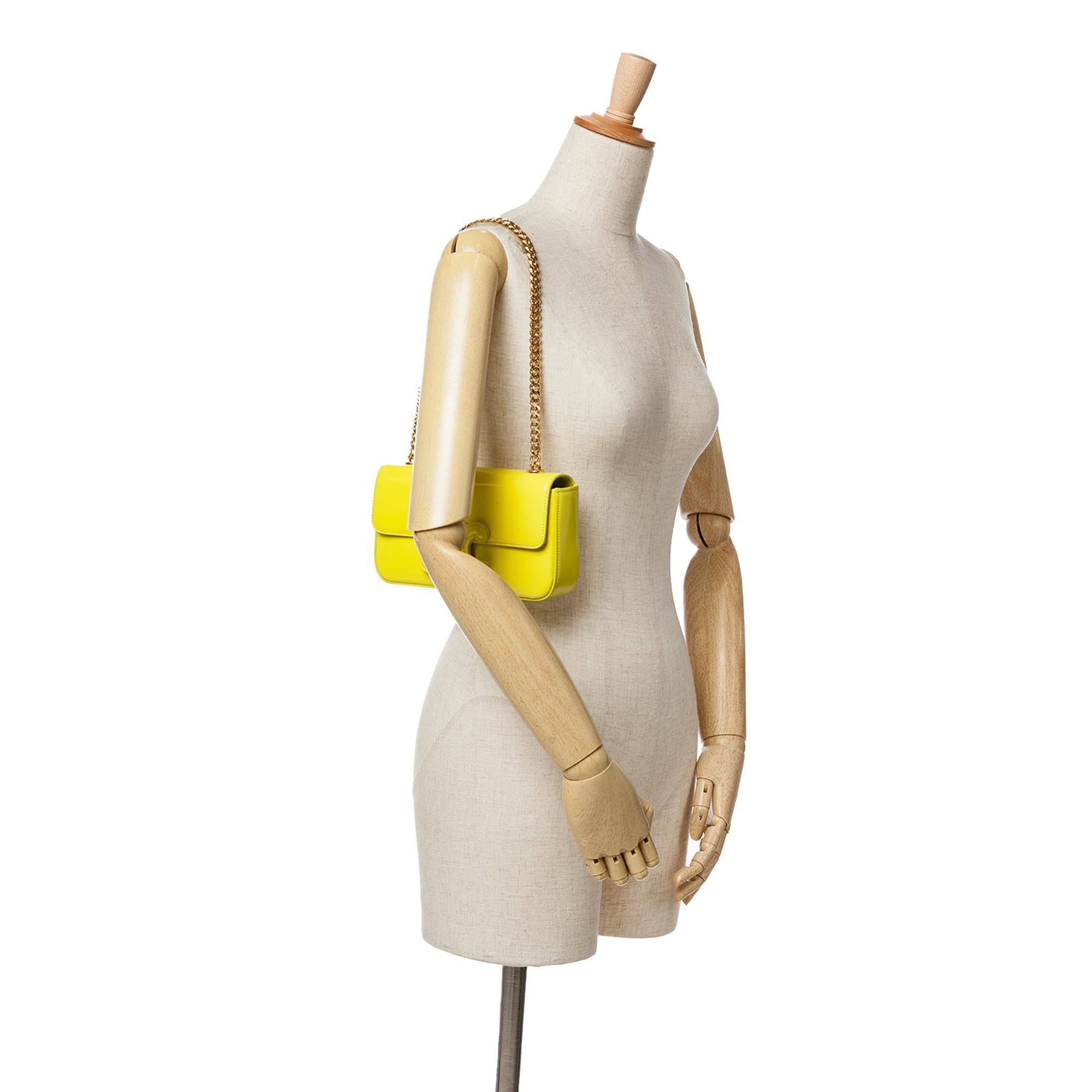 Celine Triomphe Calfskin Cuir Chain Shoulder Bag