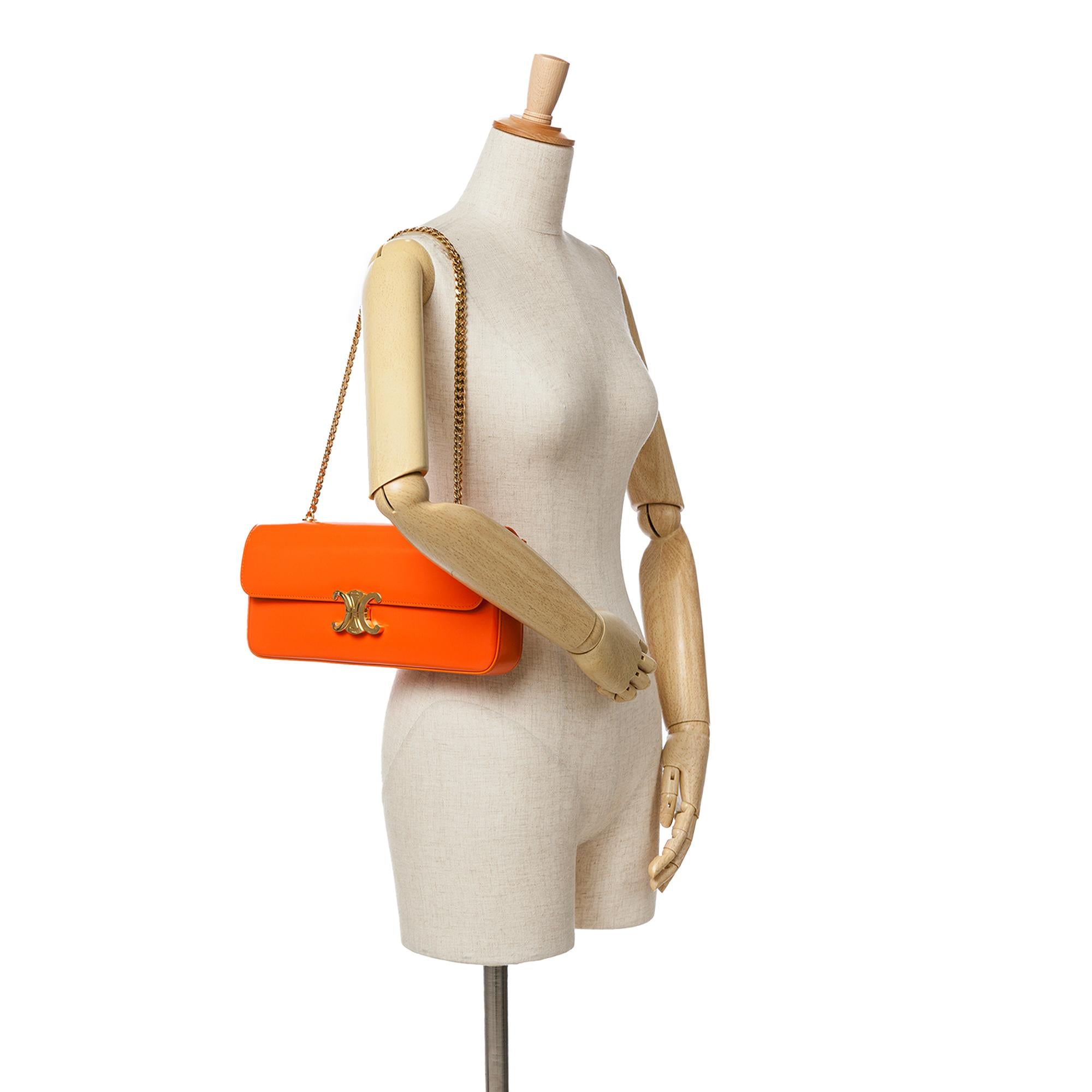 Celine Triomphe Calfskin Cuir Chain Shoulder Bag