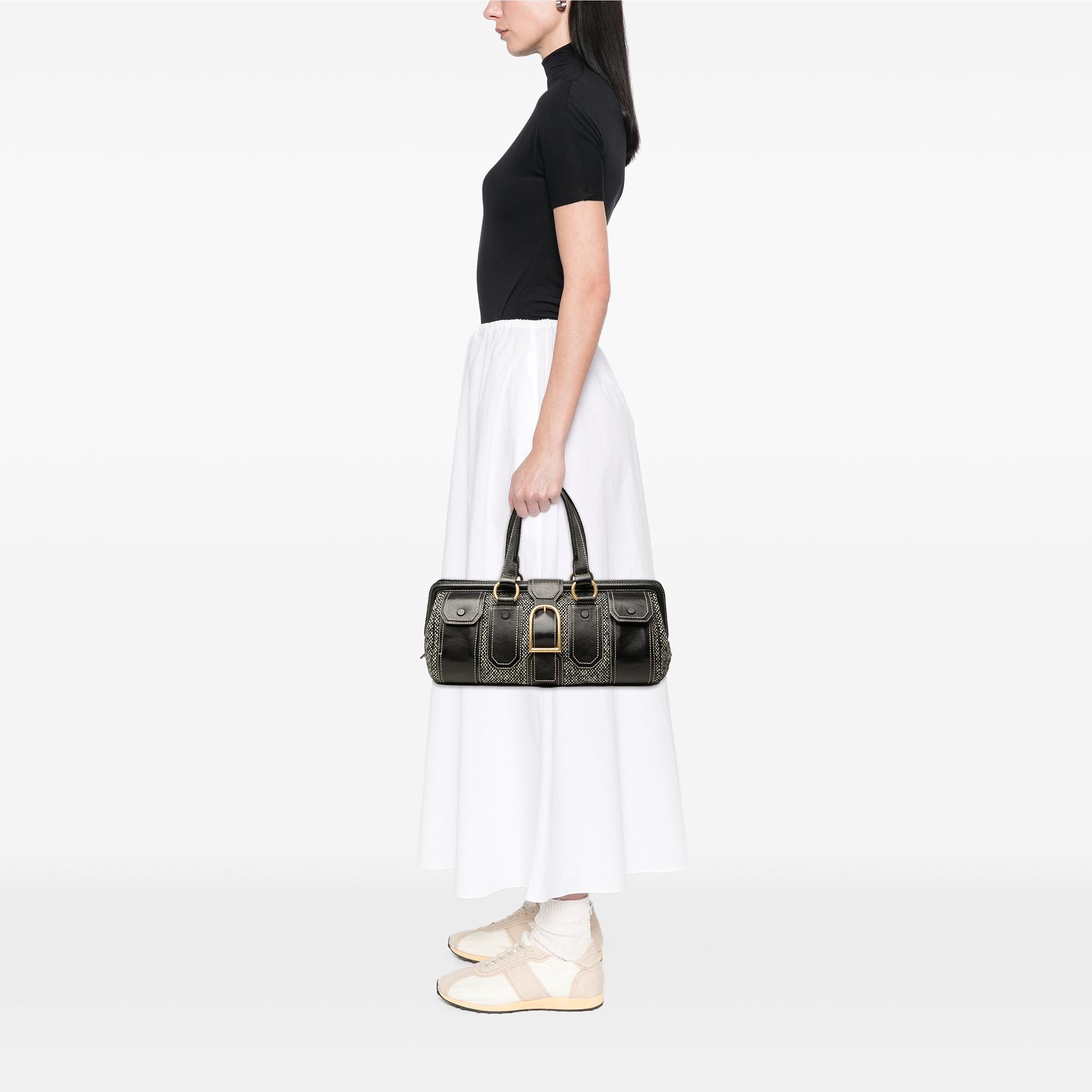 Celine Tweed and Leather Ella Frame Handbag