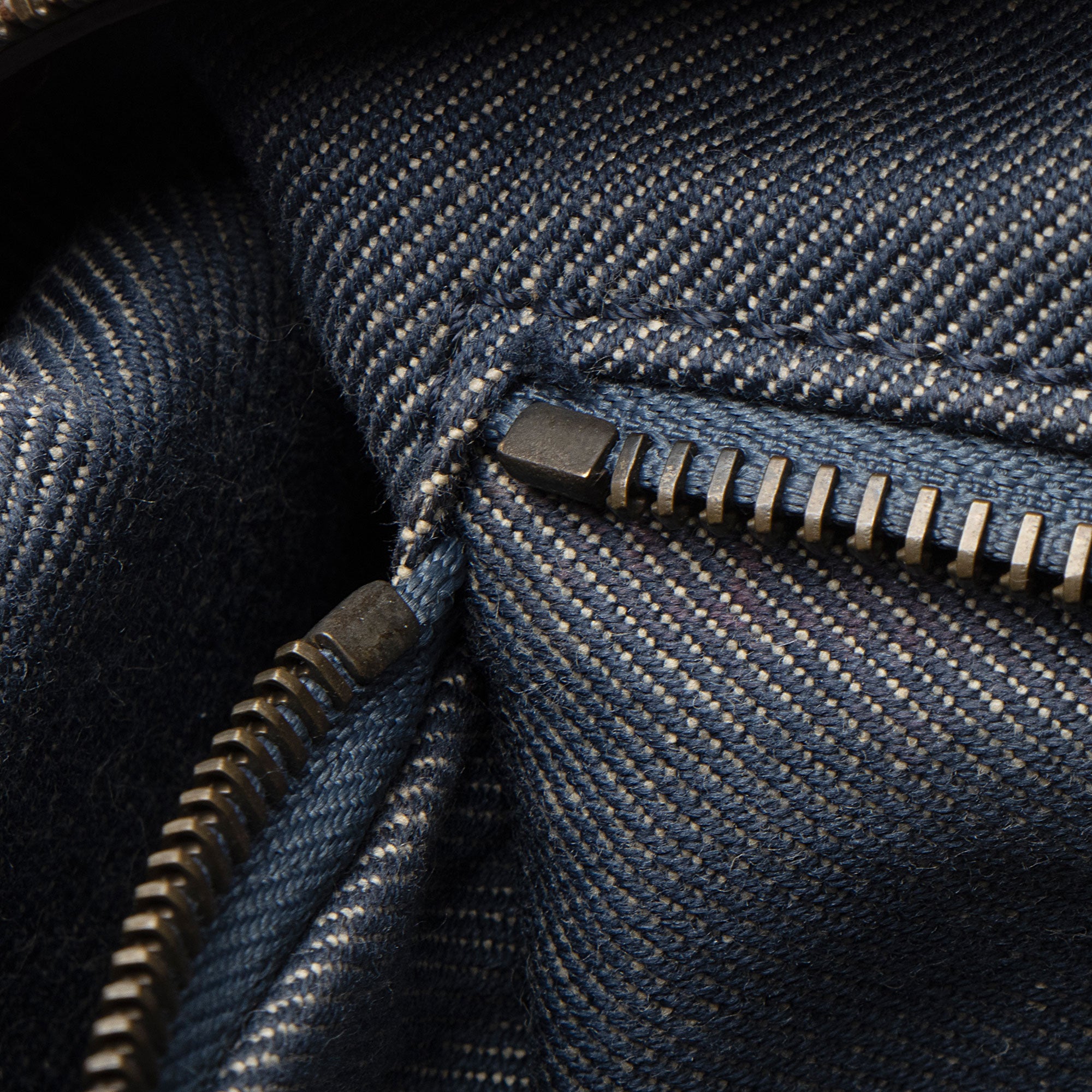 Celine Vintage Macadam Denim Small Satchel (SHF-7wuKrh)