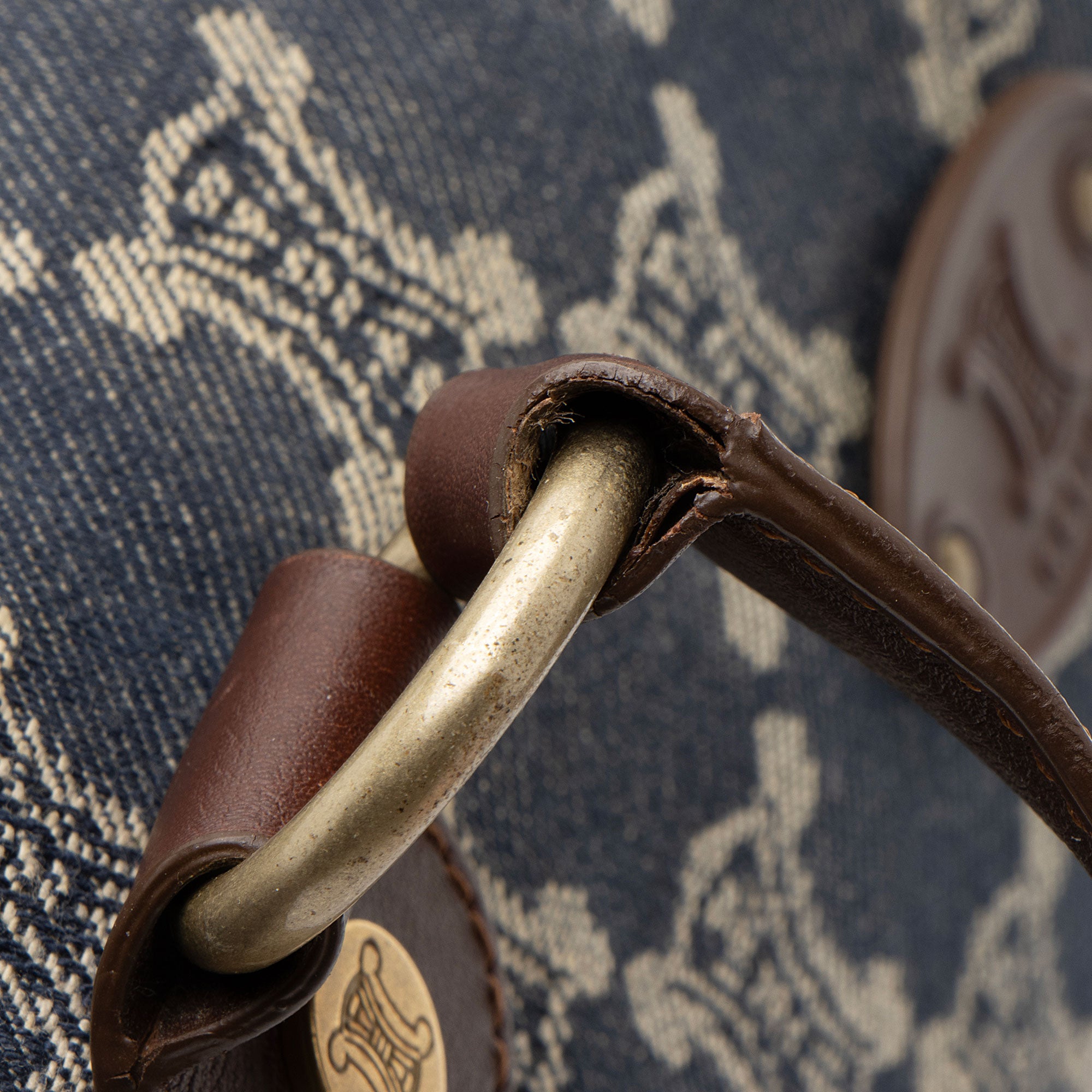 Celine Vintage Macadam Denim Small Satchel (SHF-7wuKrh)