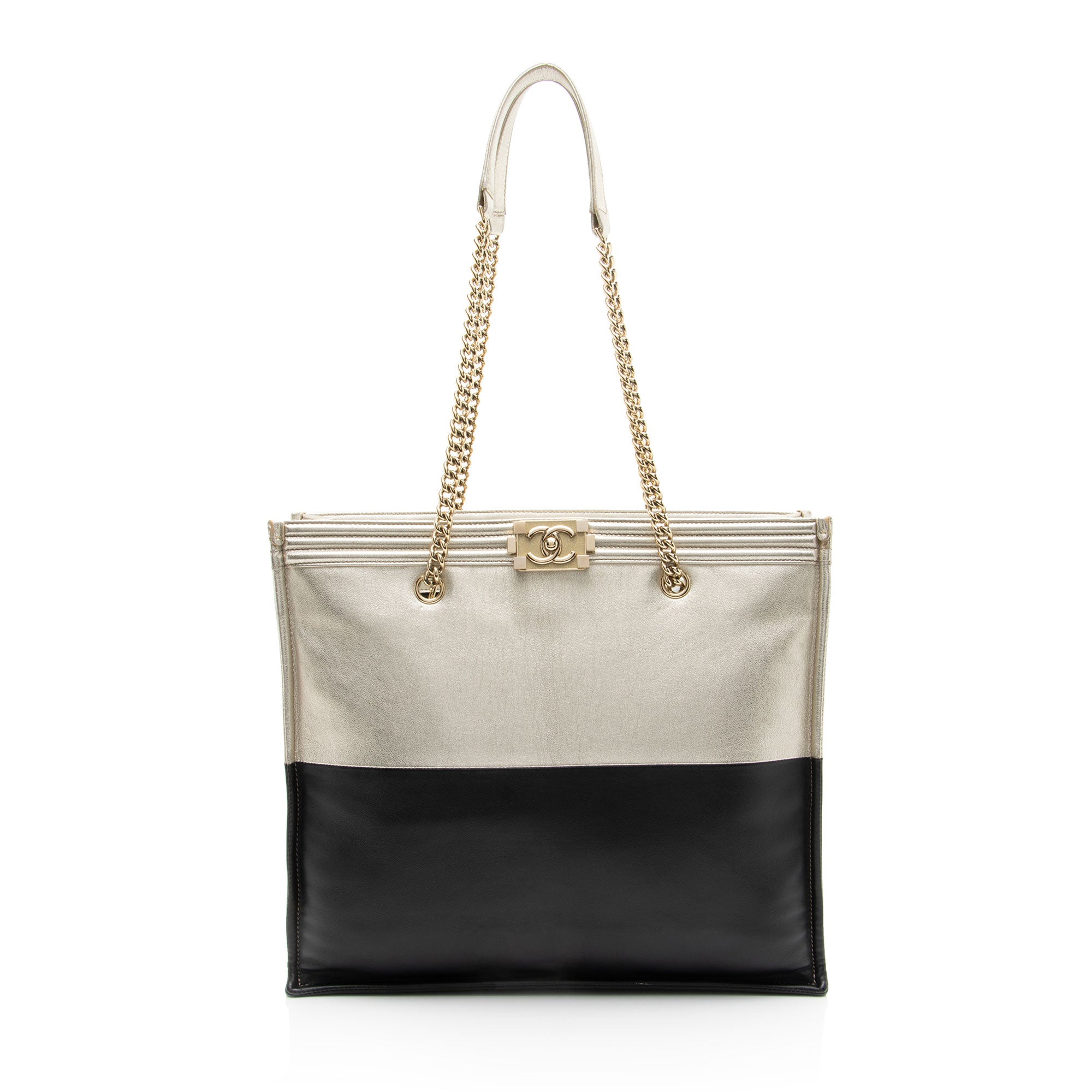 Chanel Bicolor Calfskin Large Boy Tote