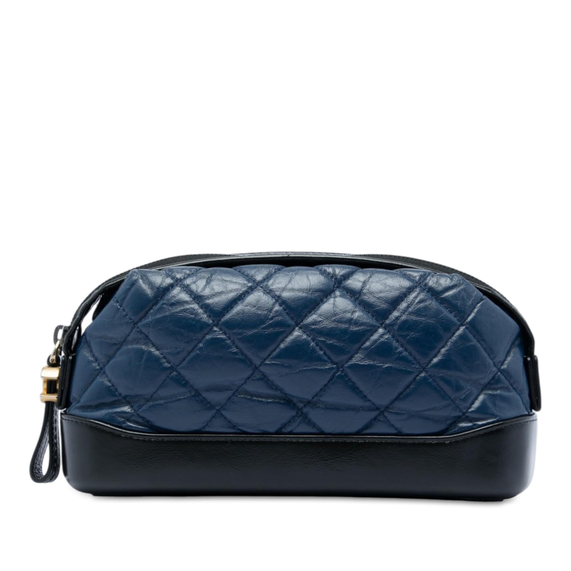 Chanel Bicolor Quilted Aged Calfskin Gabrielle Cosmetic Pouch