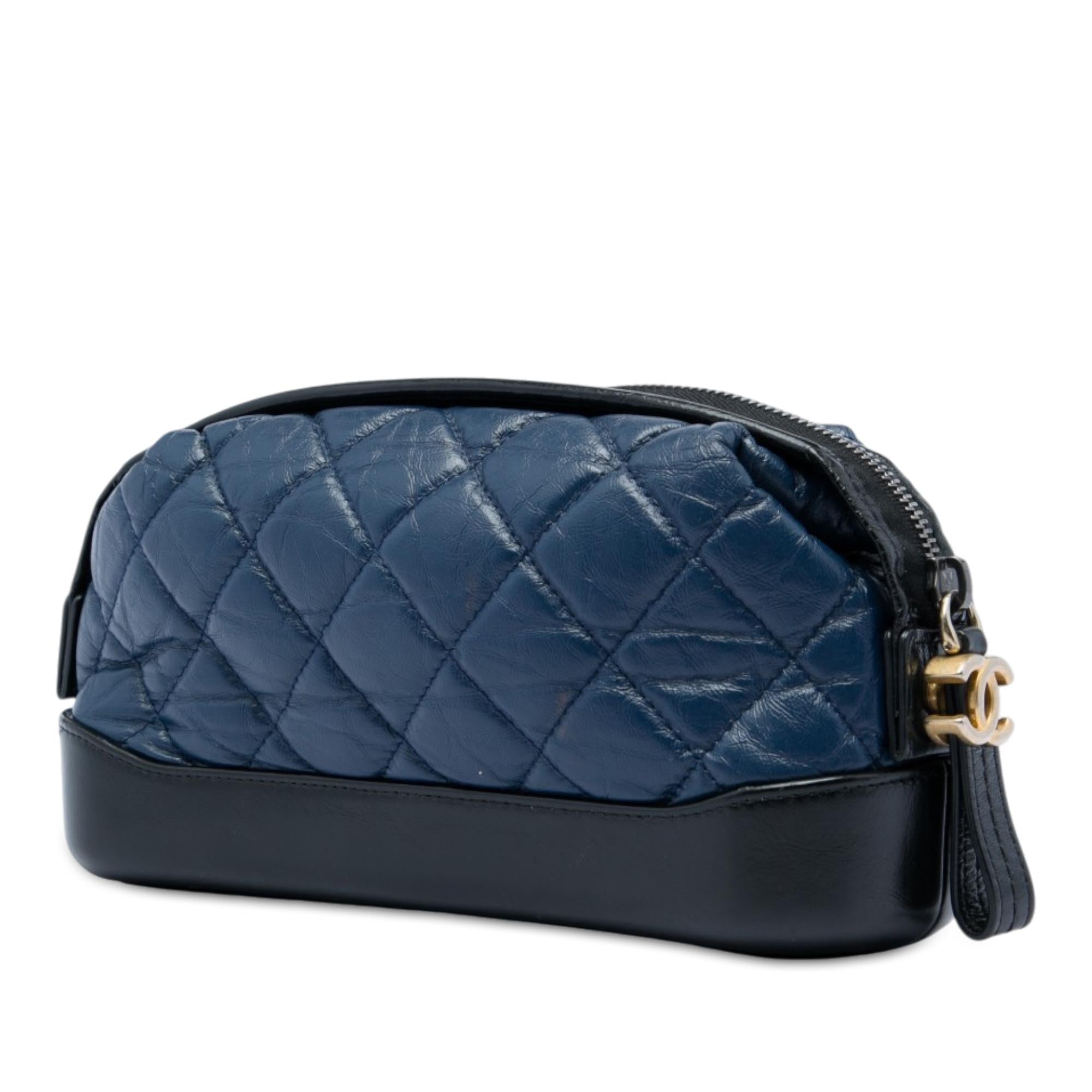 Chanel Bicolor Quilted Aged Calfskin Gabrielle Cosmetic Pouch