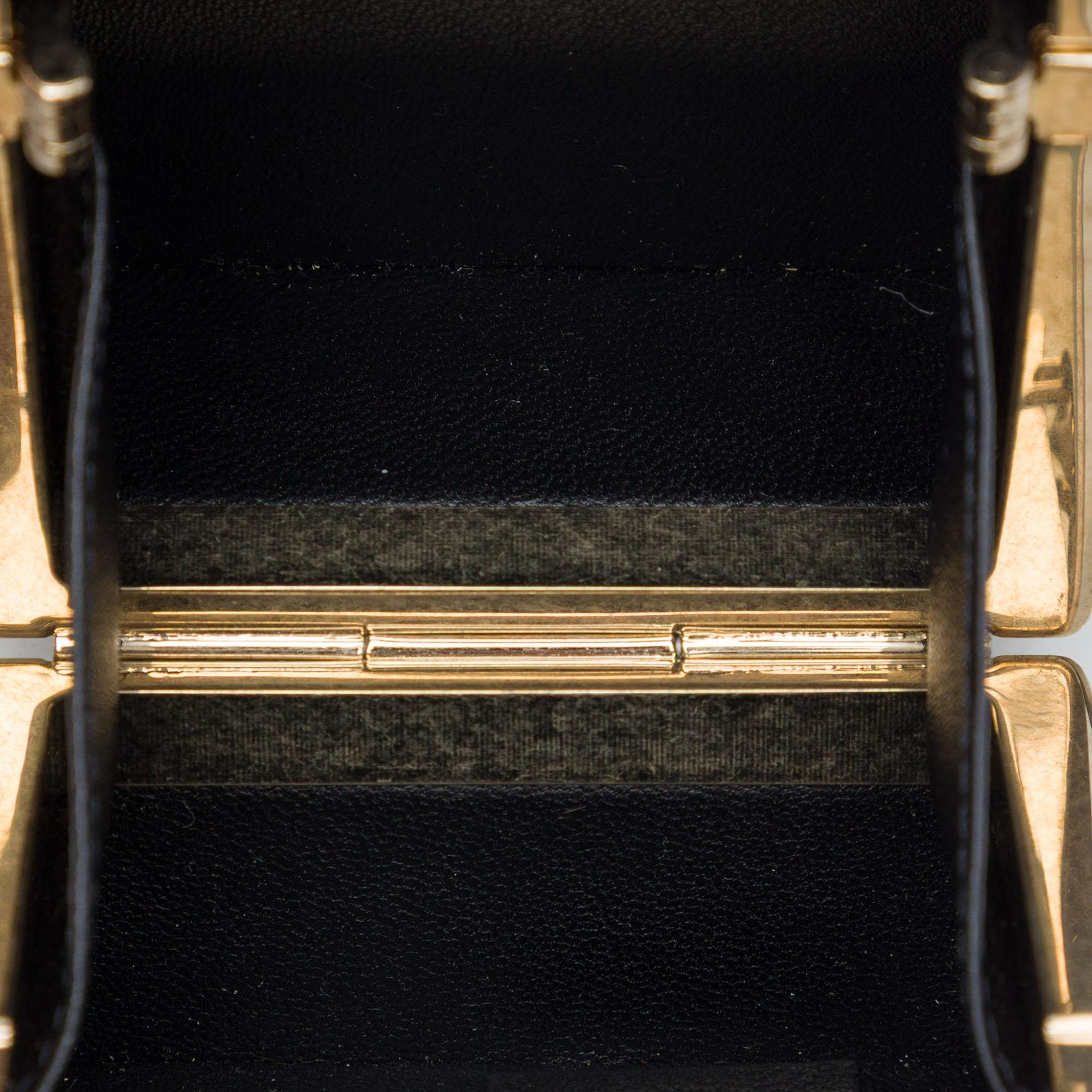 Chanel Bicolor Quilted Lambskin Cube Clutch with Chain