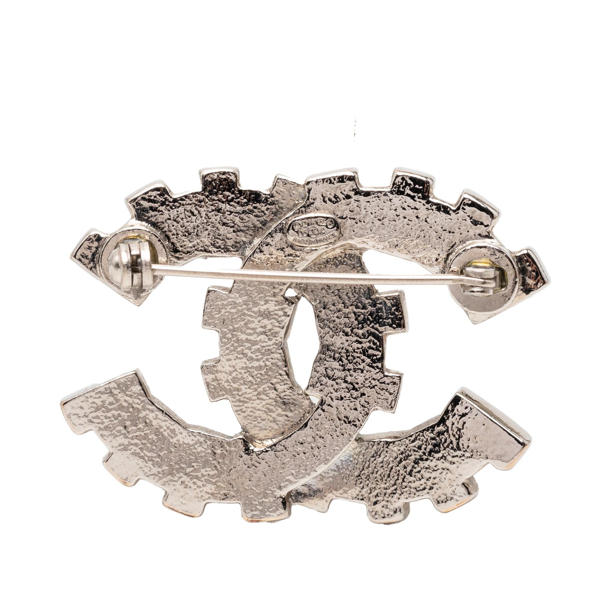 Chanel CC Brass Strass Baguette Brooch