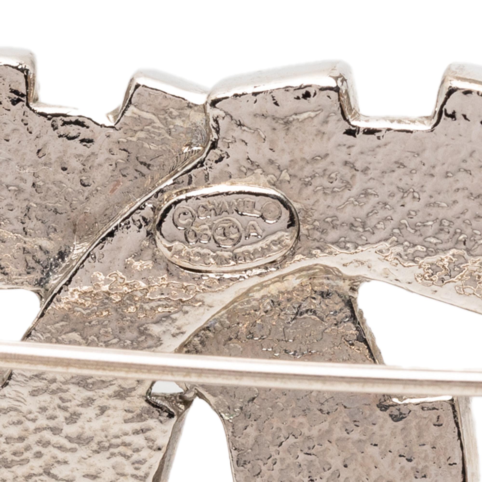 Chanel CC Brass Strass Baguette Brooch