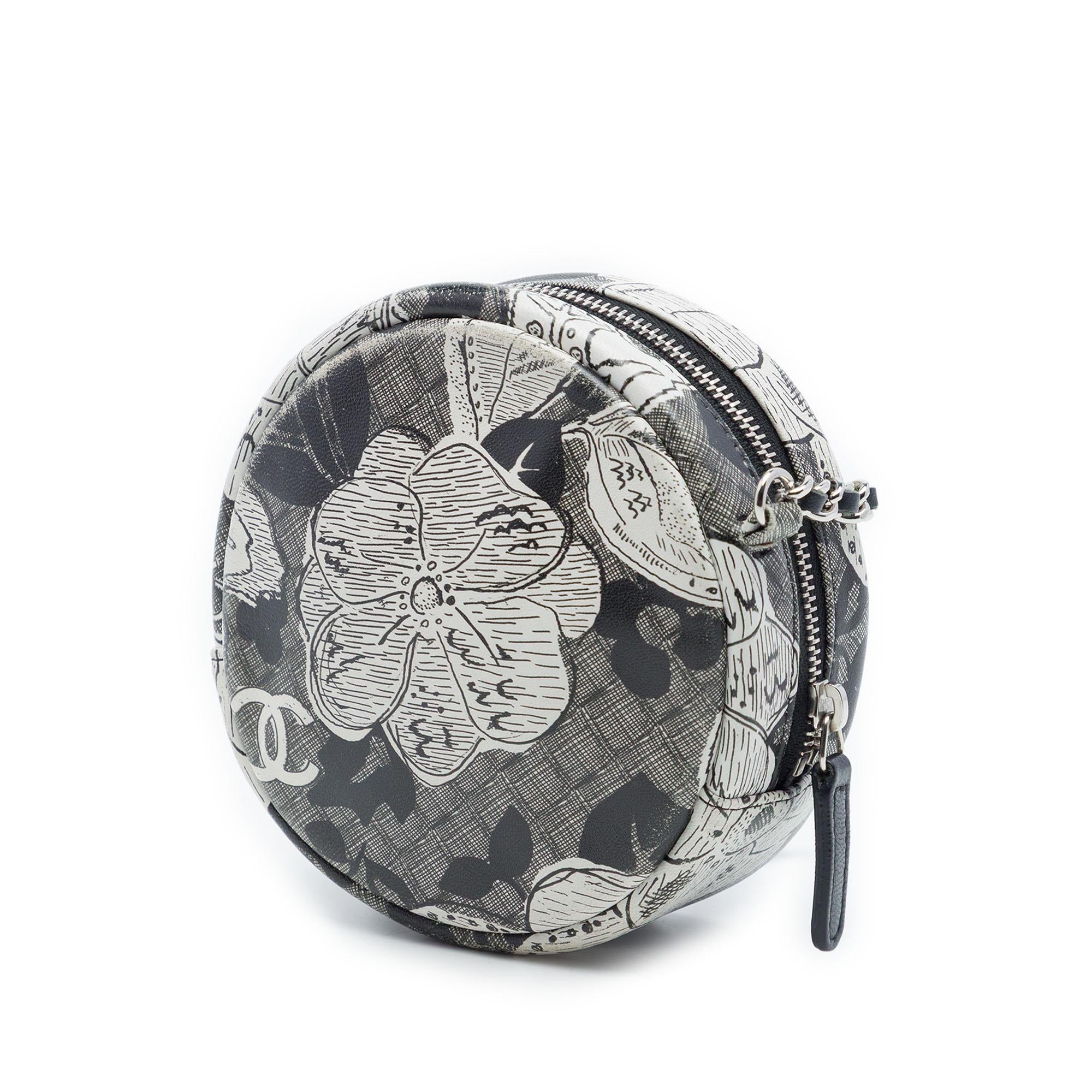 Chanel CC Calfskin Floral Round Clutch with Chain