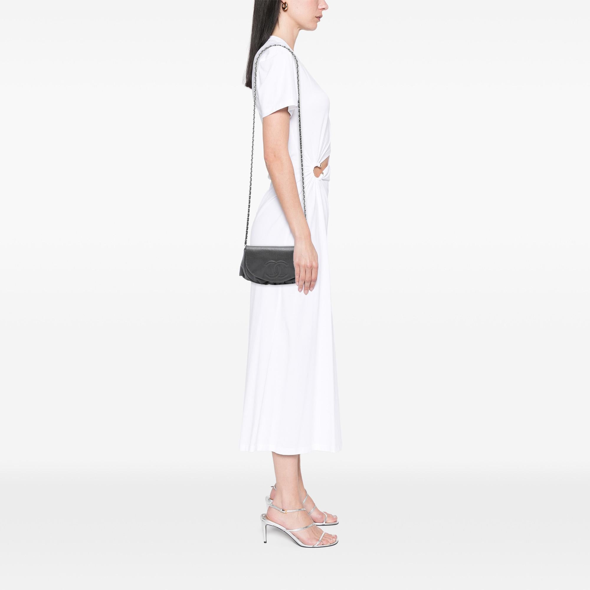 Chanel CC Caviar Half Moon Wallet on Chain