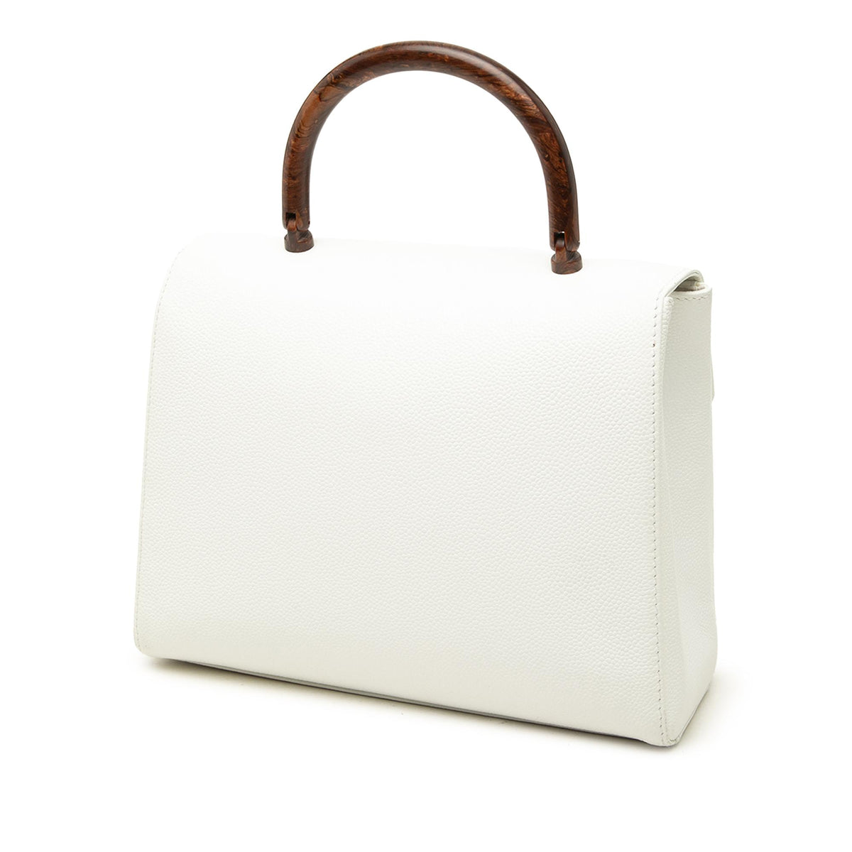 Chanel CC Caviar Kelly Wood Top Handle Bag