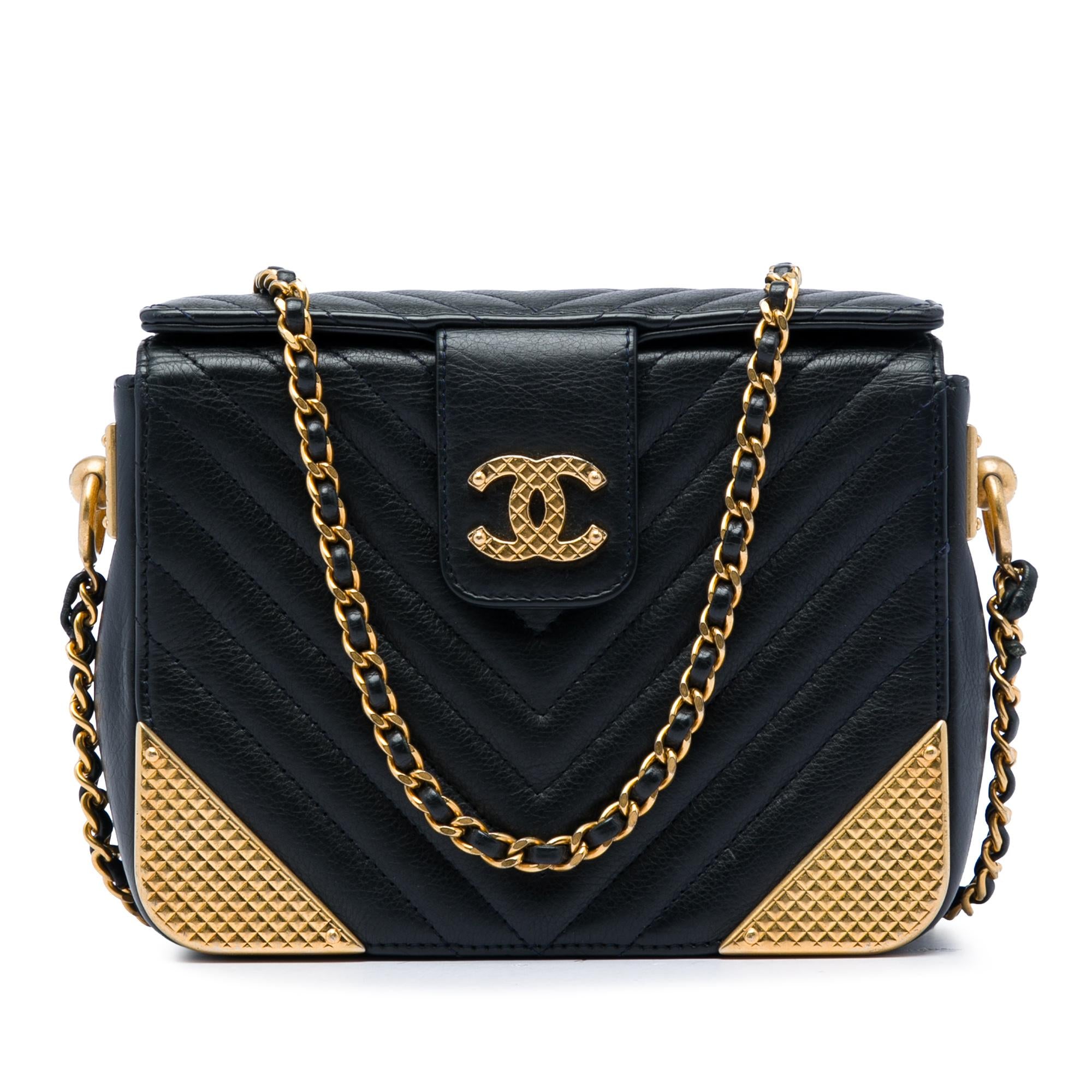 Chanel CC Chevron Calfskin Rock The Corners Minaudiere Bag