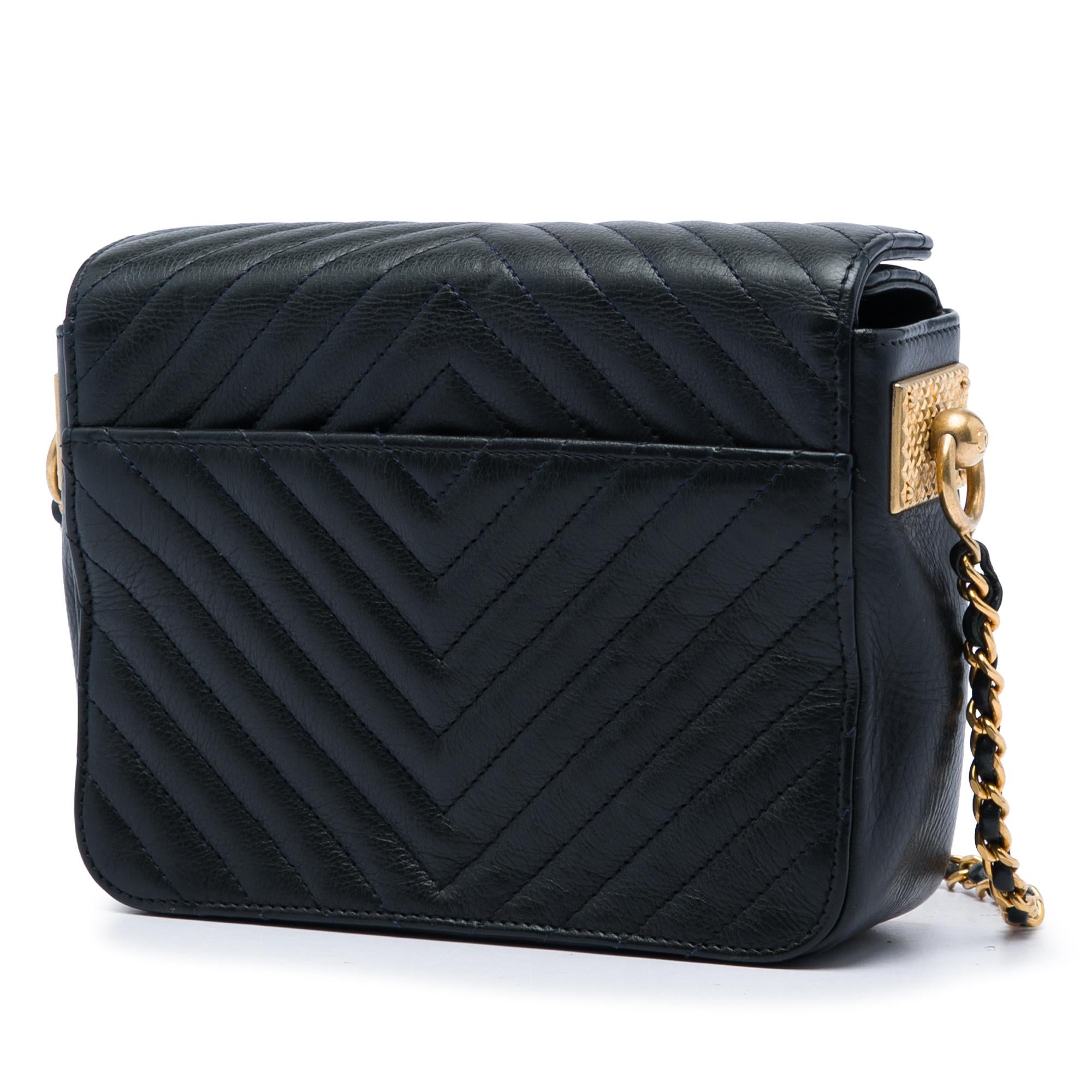 Chanel CC Chevron Calfskin Rock The Corners Minaudiere Bag