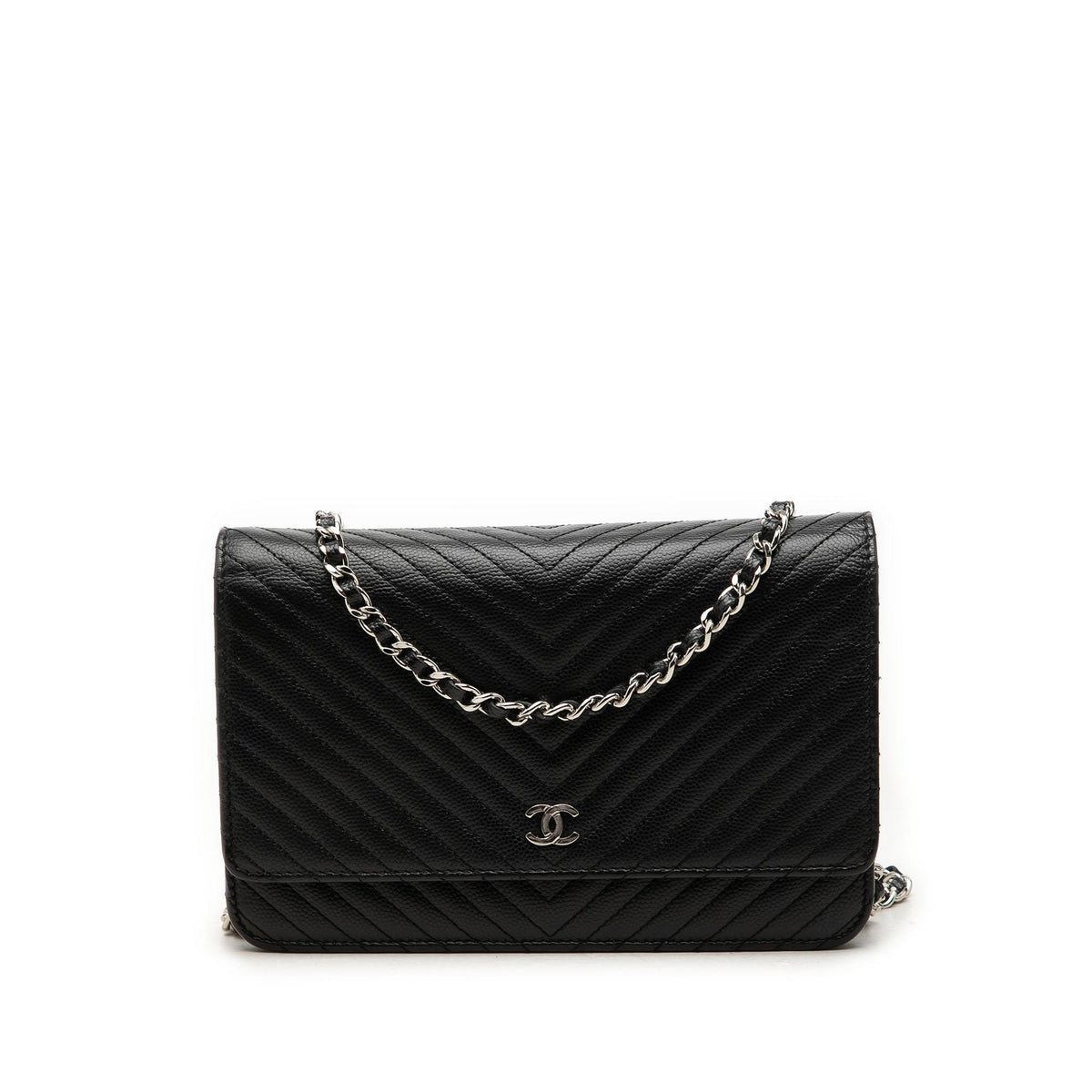 Chanel CC Chevron Caviar Wallet On Chain
