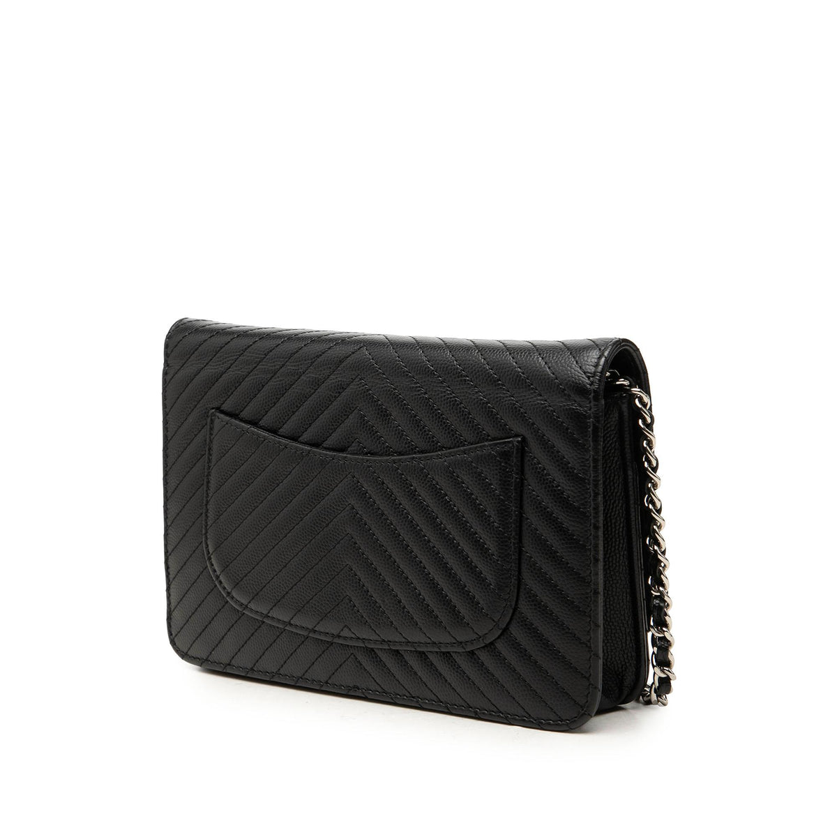 Chanel CC Chevron Caviar Wallet On Chain