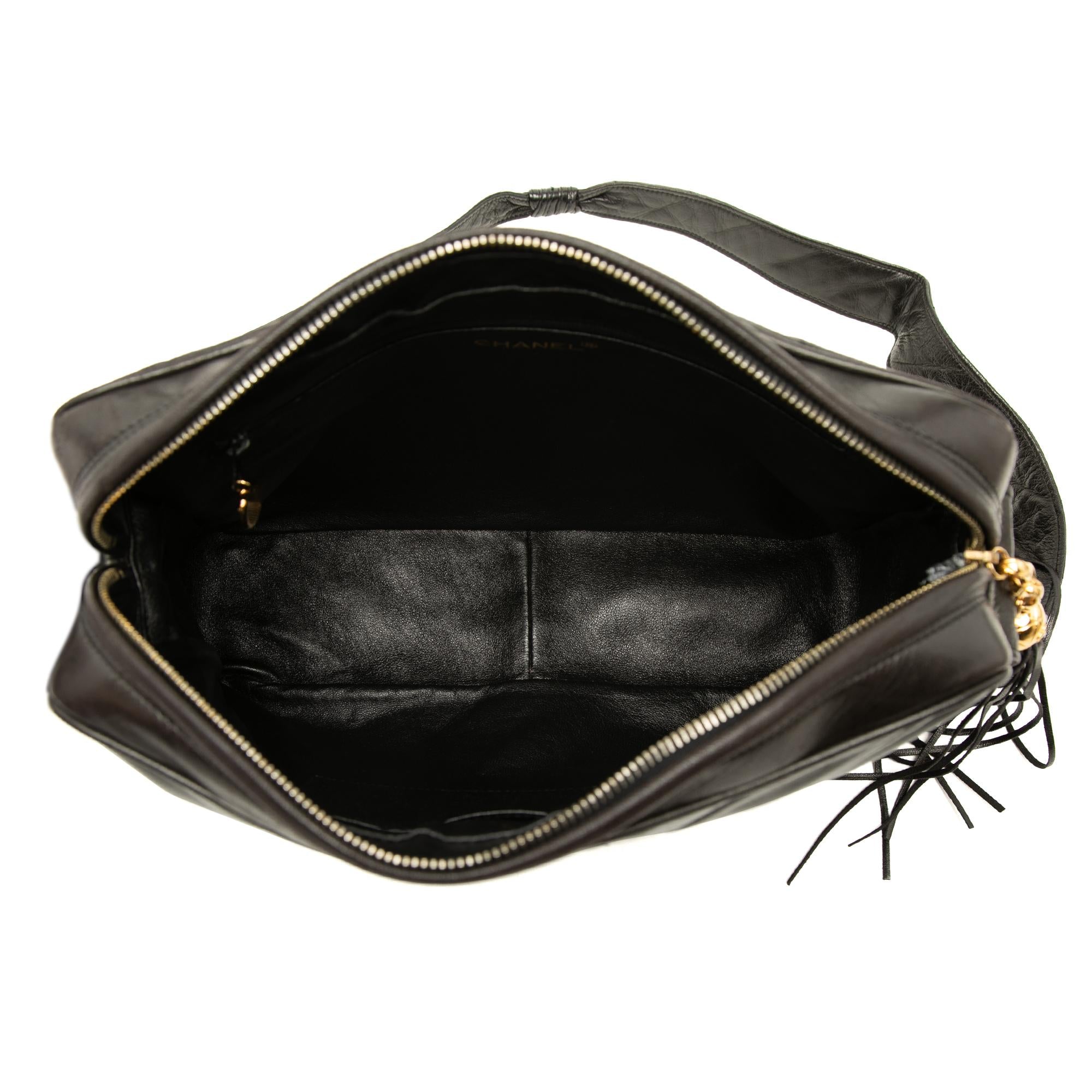 Chanel CC Chevron Lambskin Tassel Crossbody