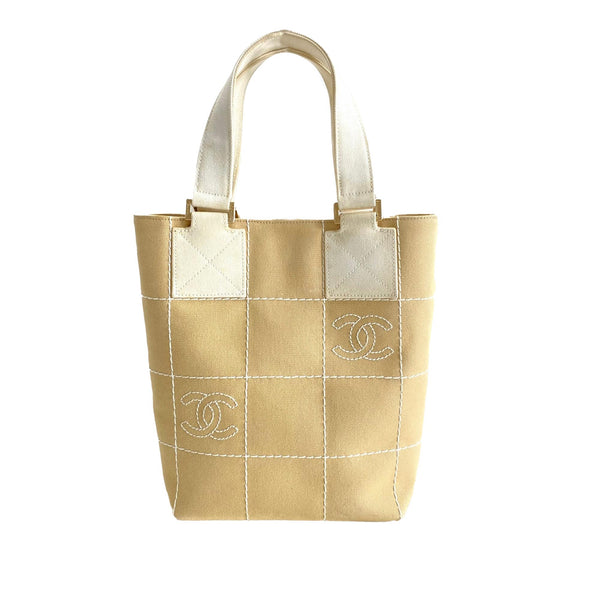 Chanel CC Choco Bar Canvas Handbag (SHG-l1xEqX)
