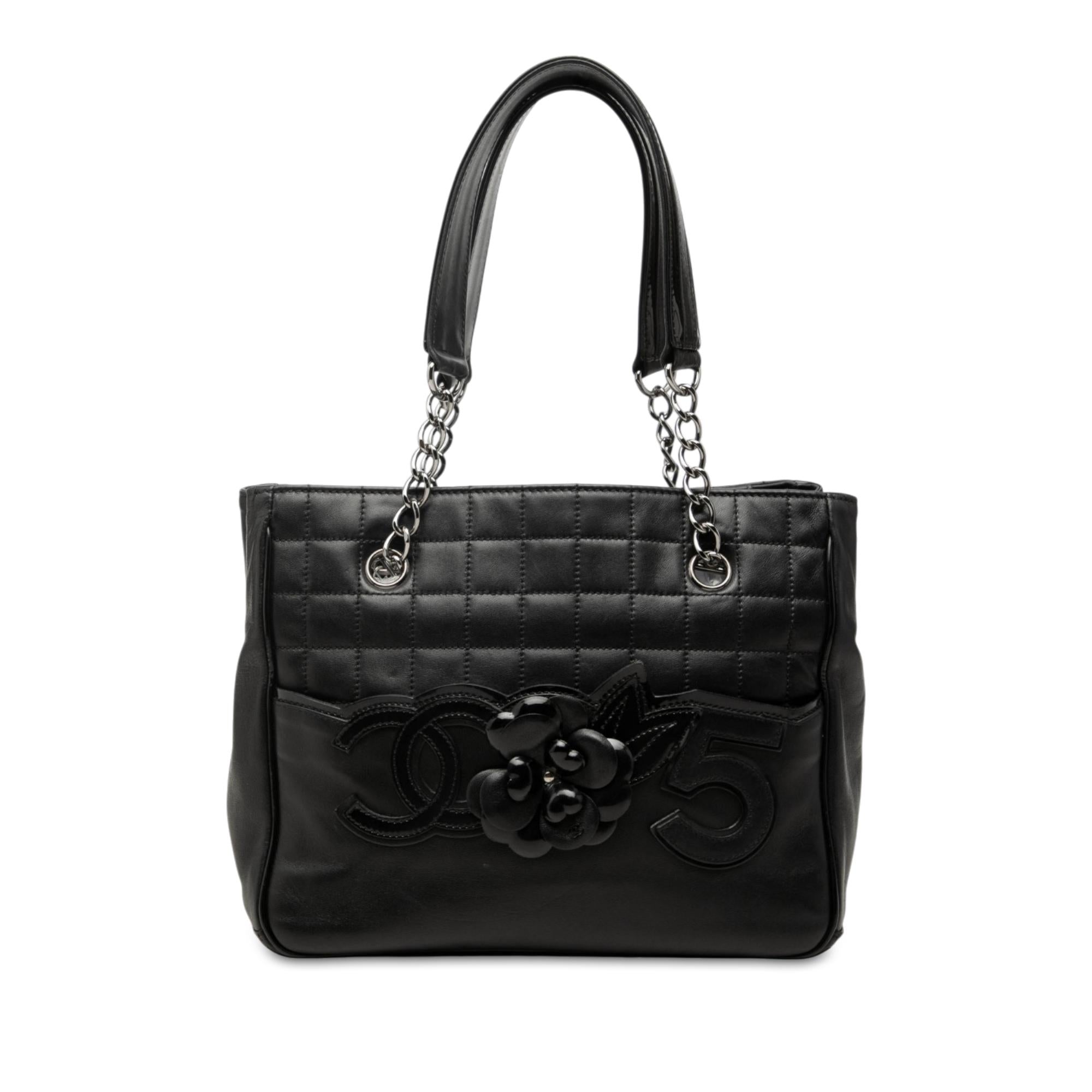 Chanel CC Choco Bar Lambskin Camellia No 5 Tote