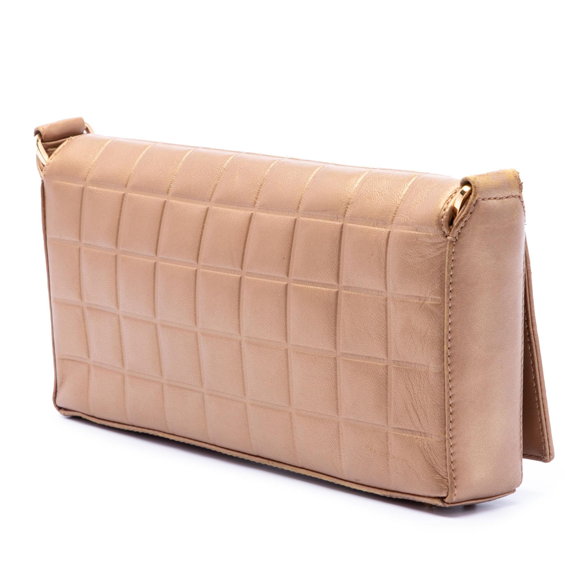 Chanel CC Chocolate Bar Metallic Lambskin Shoulder Bag