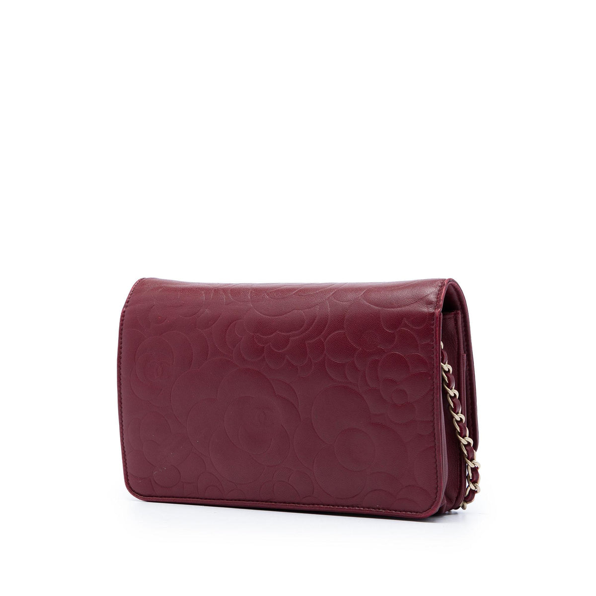 Chanel CC Embossed Calfskin Camellia Wallet On Chain