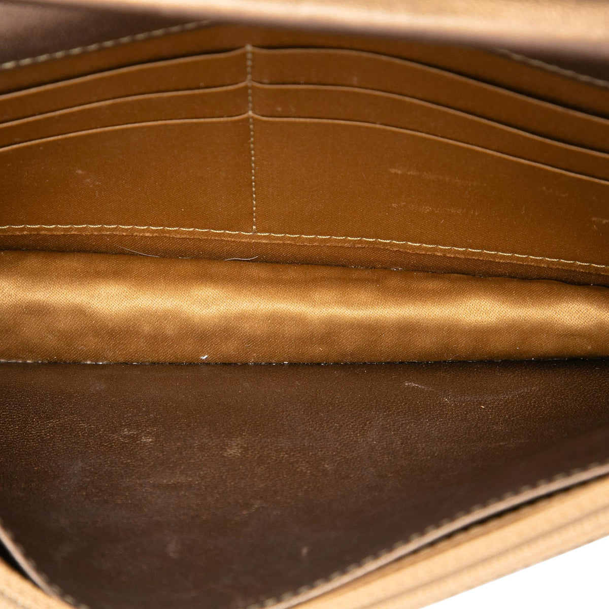 Chanel CC Embossed Metallic Lambskin Wallet on Chain