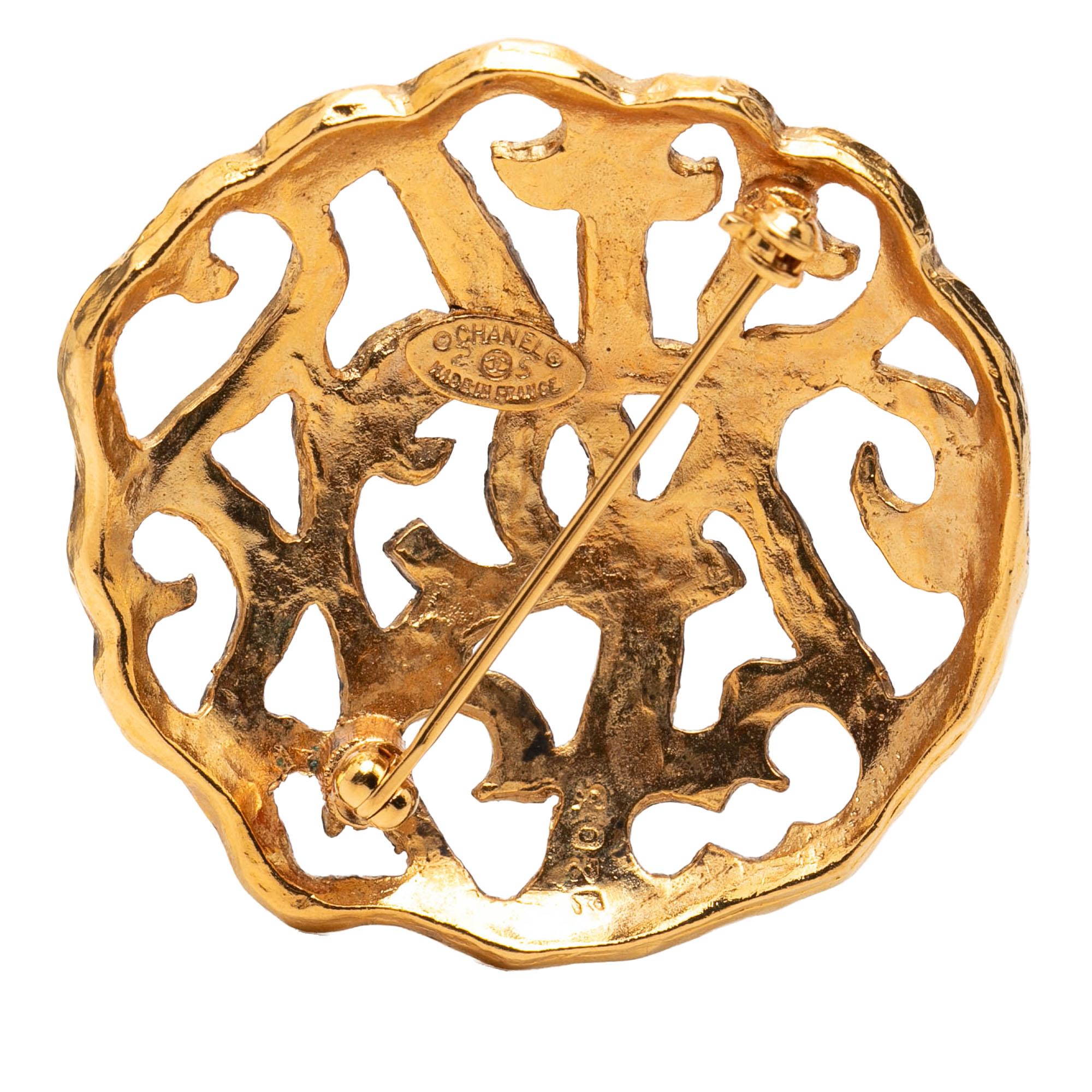 Chanel CC Gold Plated Brooch