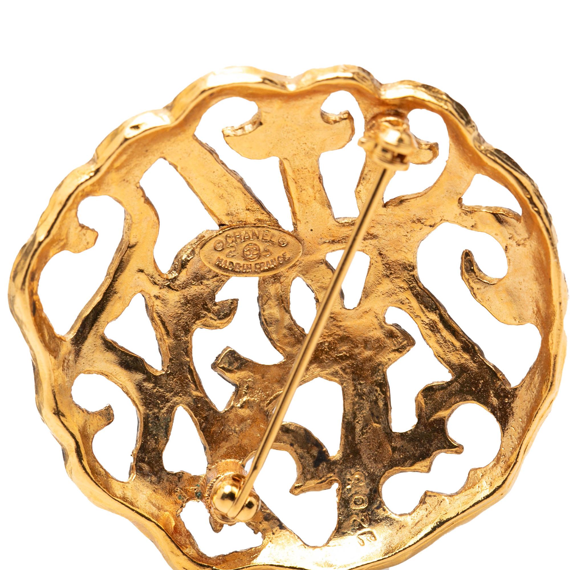 Chanel CC Gold Plated Brooch