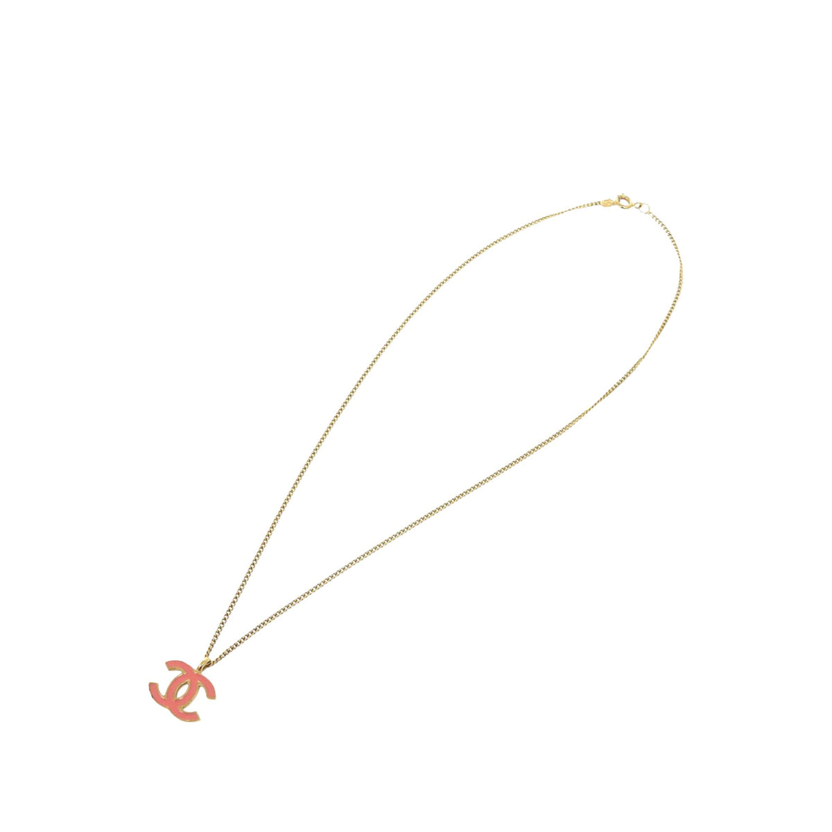 Chanel CC Gold Plated Enamel Pendant Necklace