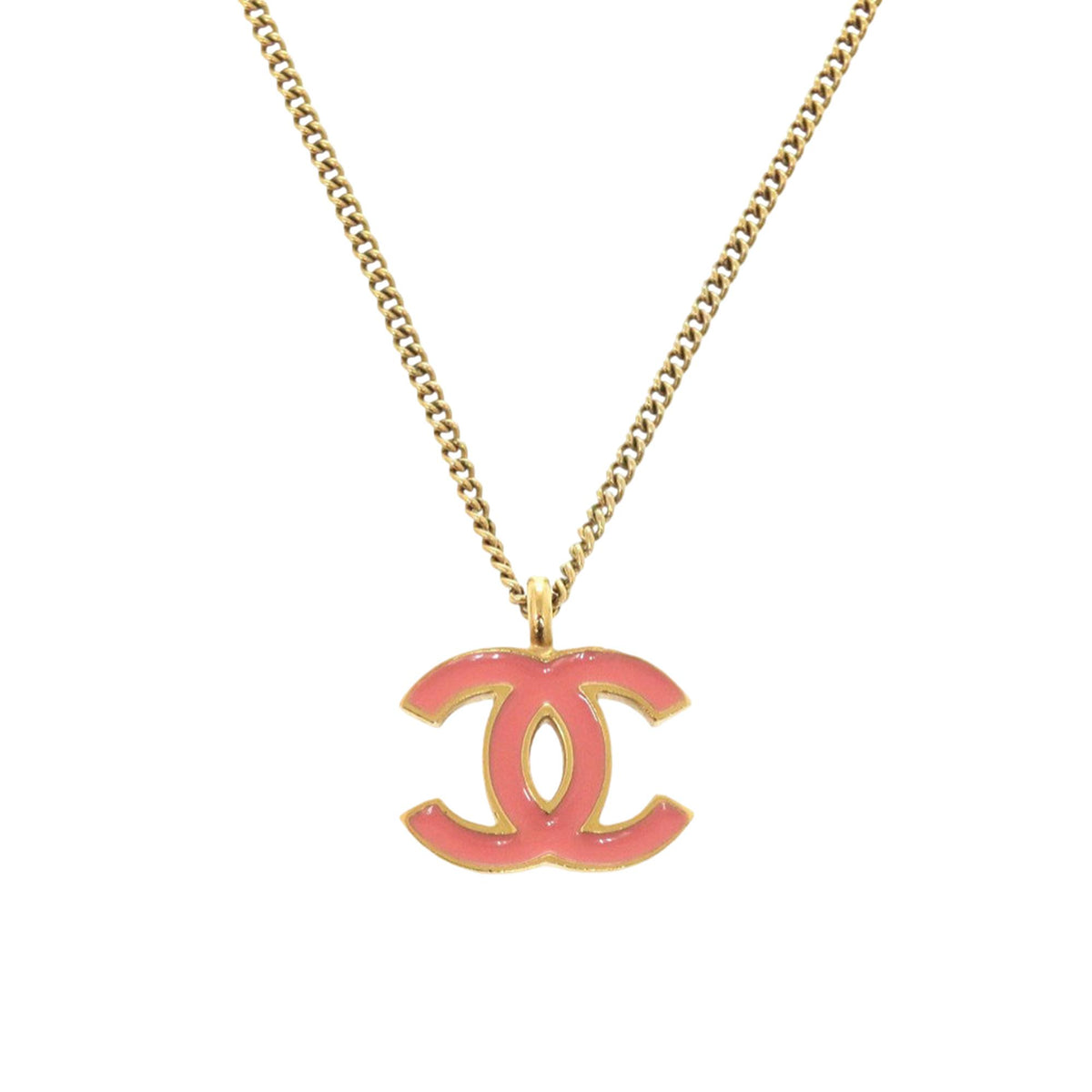 Chanel CC Gold Plated Enamel Pendant Necklace