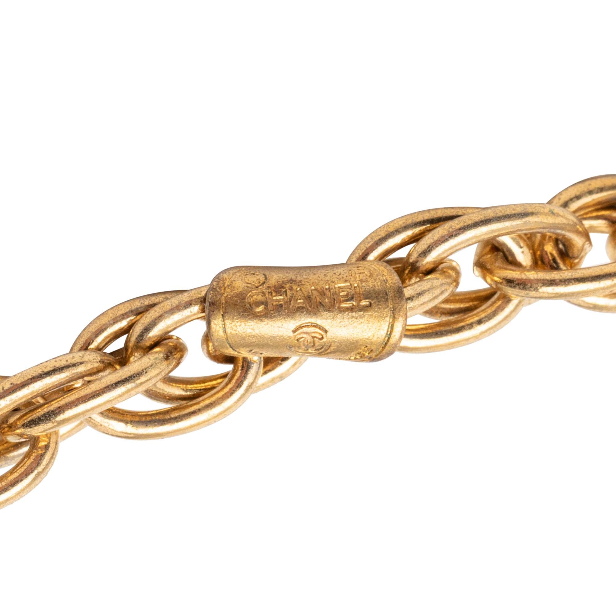 Chanel CC Gold Plated Medallion Wrap Around Necklace