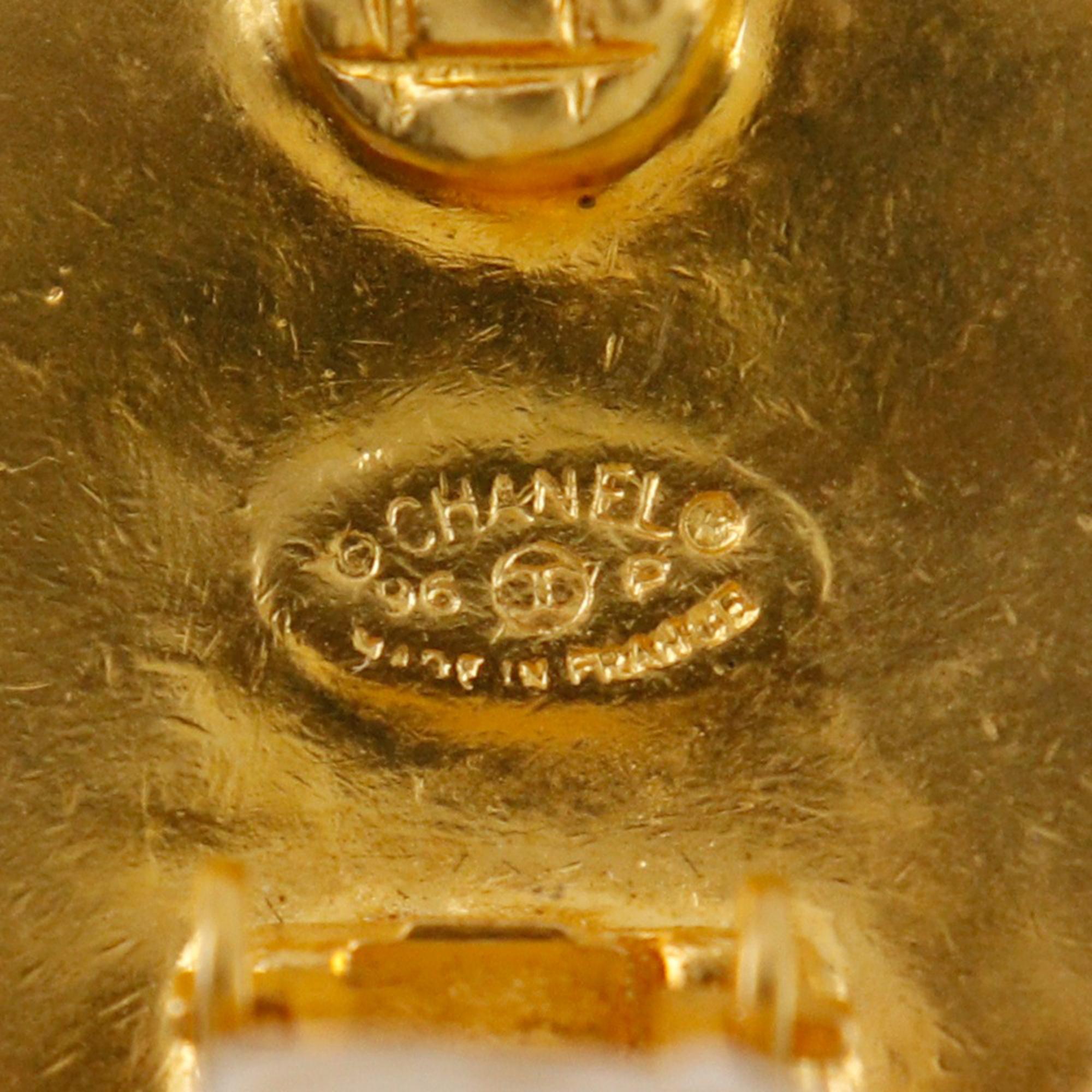 Chanel CC Gold Plated Round Clip On Earrings