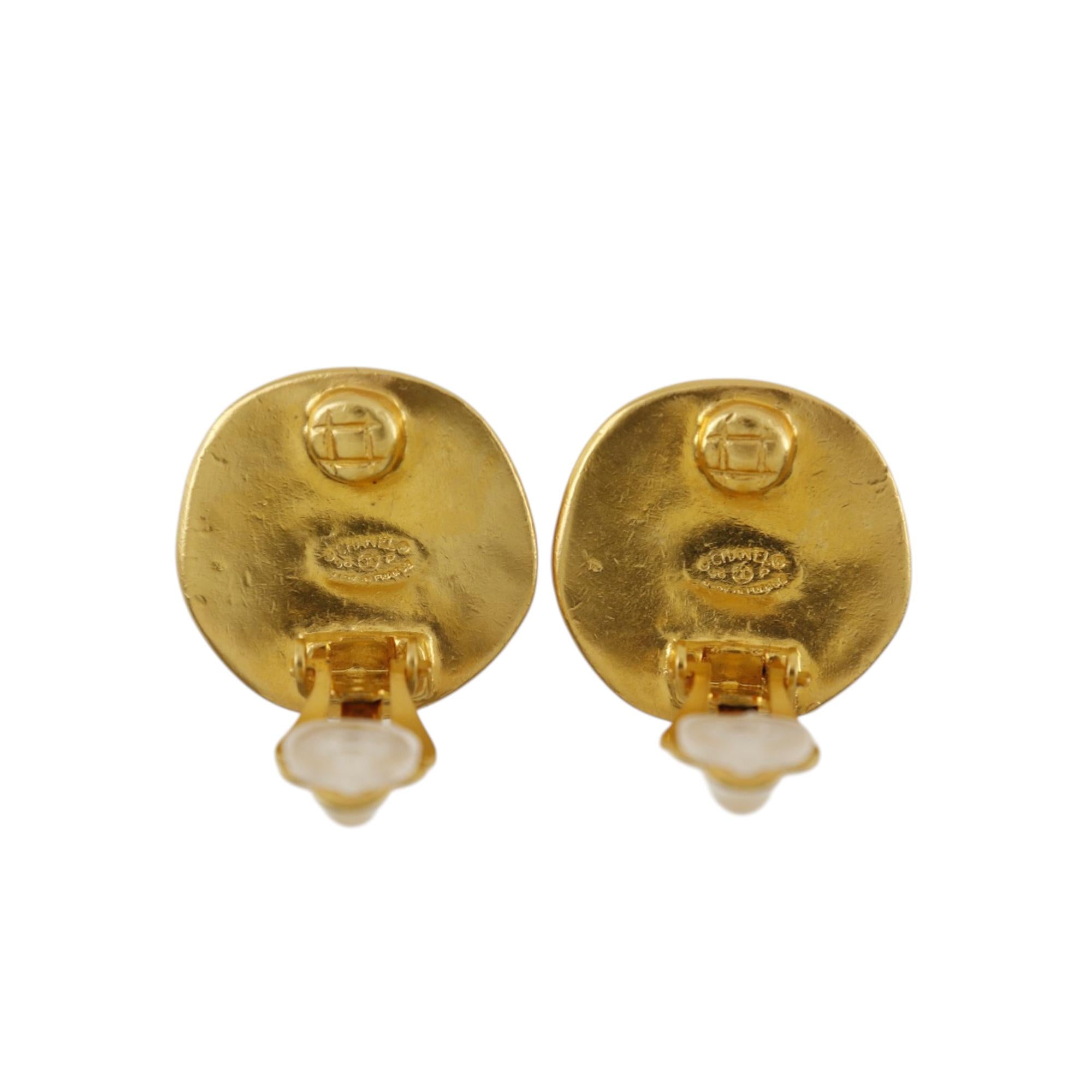 Chanel CC Gold Plated Round Clip On Earrings