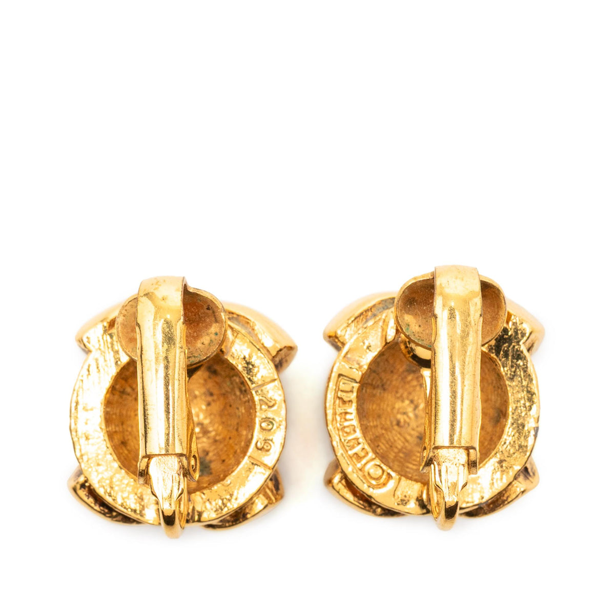 Chanel CC Gold Plated Round Clip On Earrings