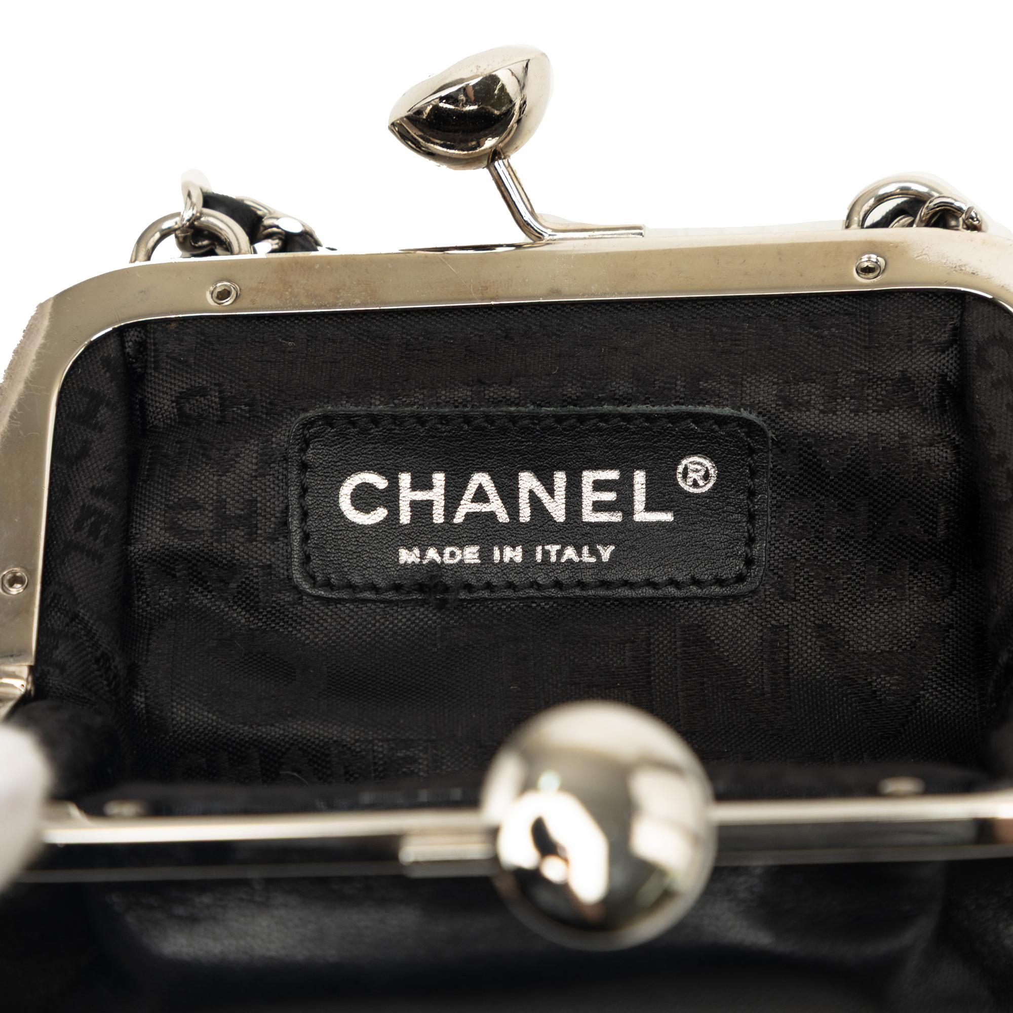 Chanel CC Lambskin Kiss Lock Evening Clutch with Chain