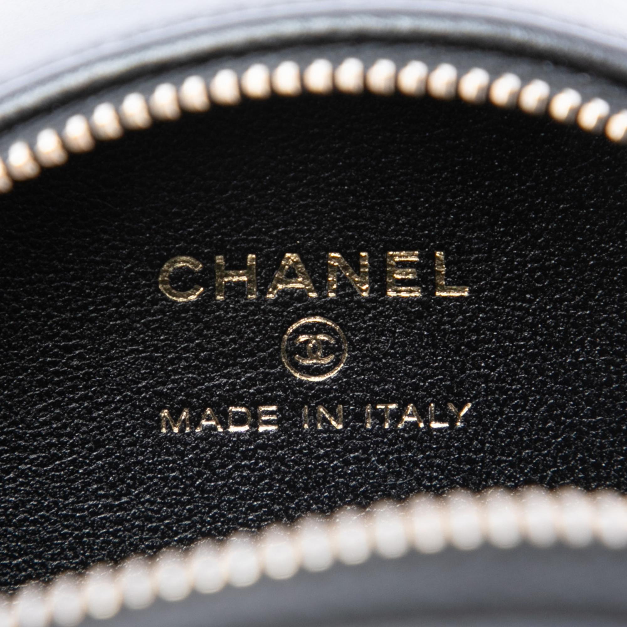 Chanel CC Lambskin and Metal Camellia Round Clutch with Chain