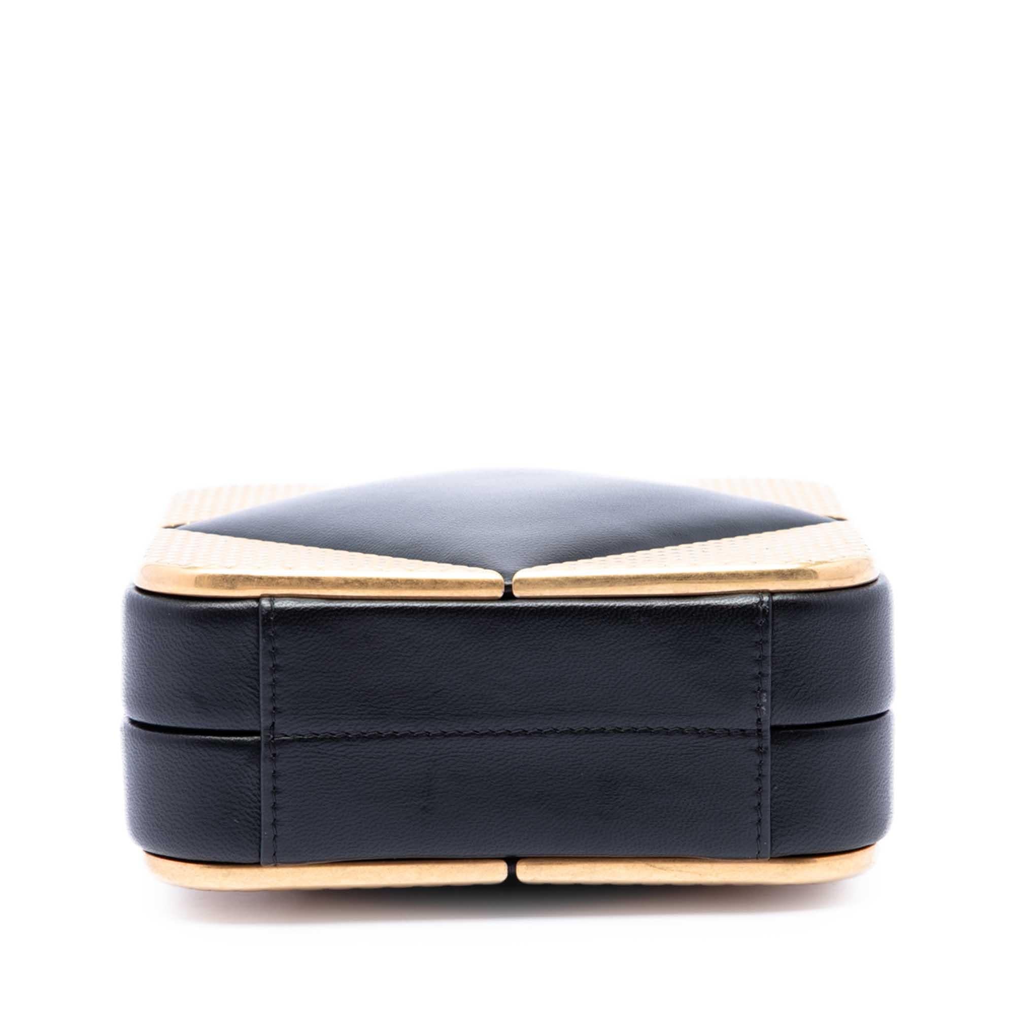 Chanel CC Lambskin and Metal Square Clutch with Chain